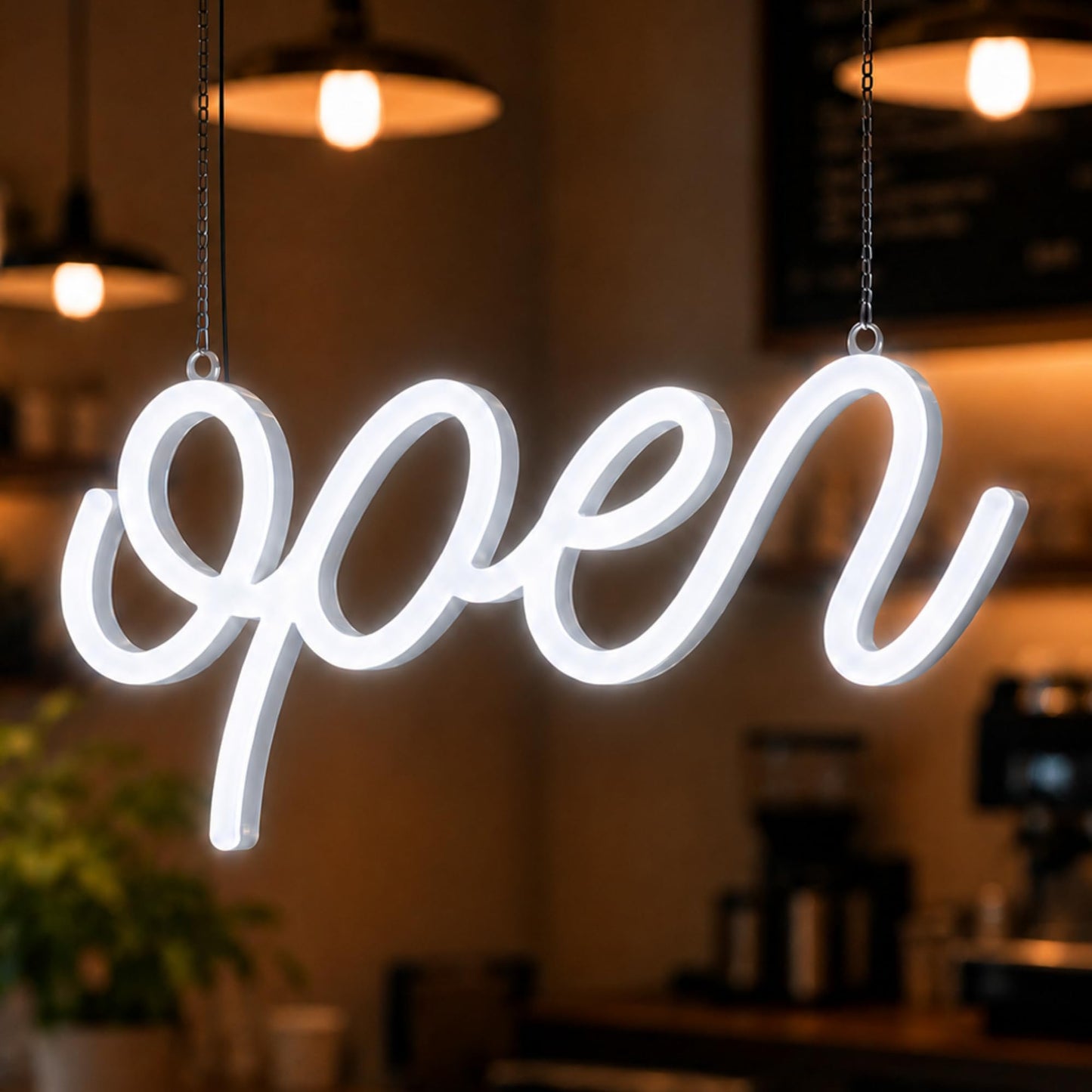 HiNeon LED Neon Open Sign for Business 15x7in w/ON/OFF Switch, Bright Lighted Open Sign for Window, Light Up Open Signs for Shop Cafe Salon Boutique Bar (White)