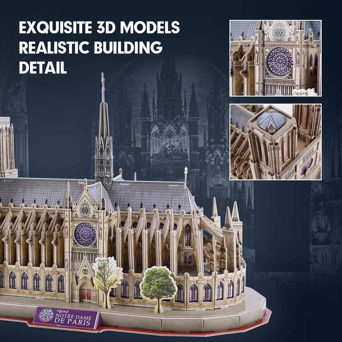 CubicFun National Geographic 3D Puzzle for Adults, Notre Dame de Paris France Architecture Model Kits with Booklet, Home Room Decor Gifts for Men Women, 128 Pieces