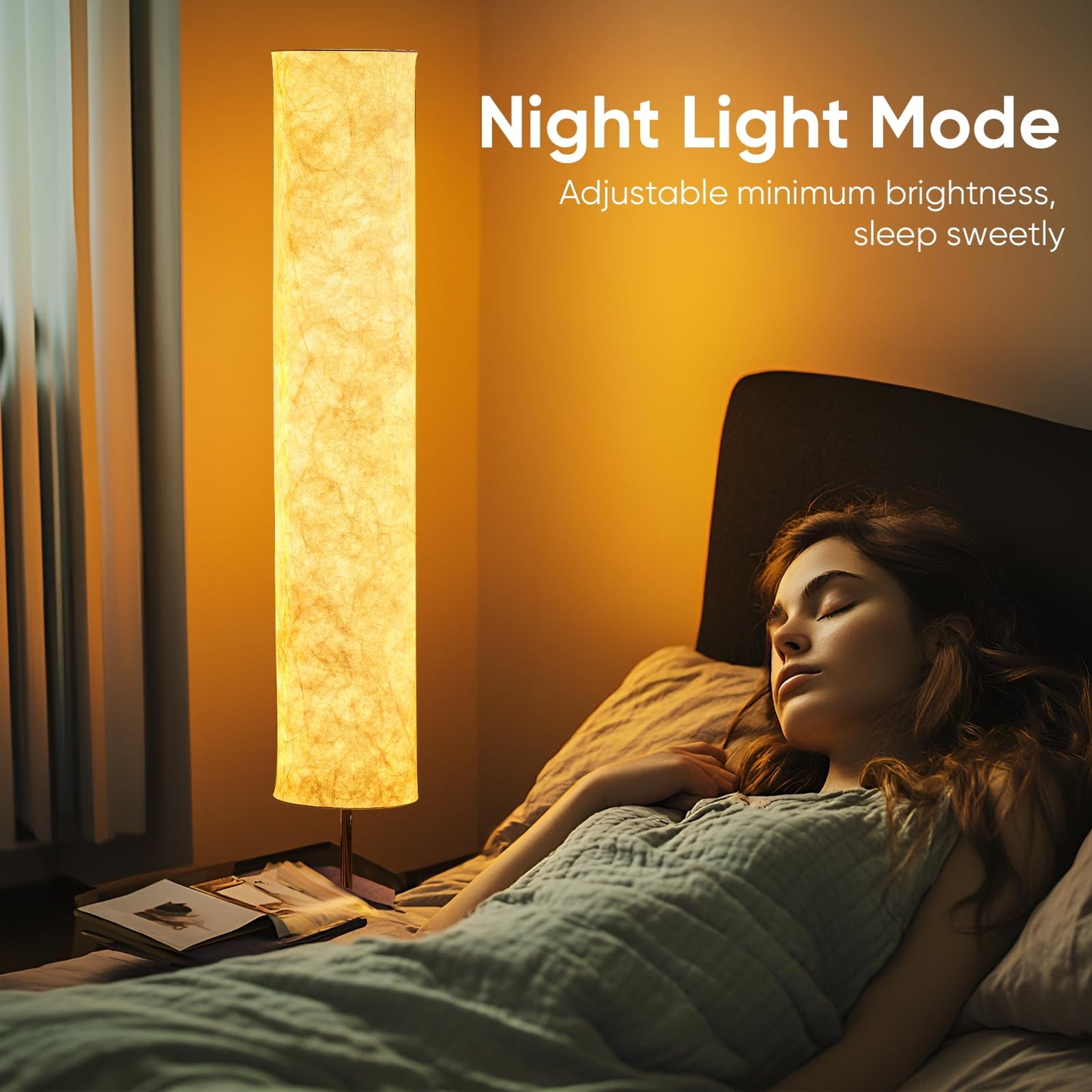58 inch Soft Light Floor Lamp Simple Design Morden 3 Color Lighting Remote Control,LED lamp with Tyvek Fabric Shade,Brightness Adjustable for Living Room Bedroom Game Room