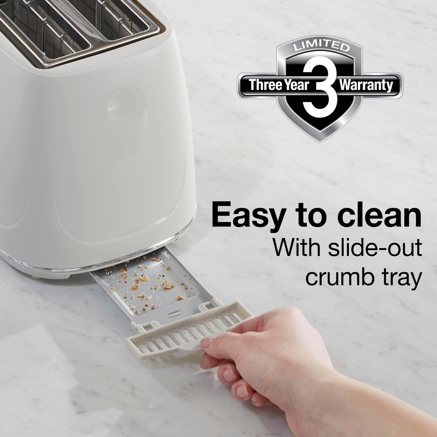 Proctor Silex Plastic 2 Slice Toaster, Bagel, Defrost & Cancel Buttons, Browning Control With 7 Shades, Auto Shutoff, Slide-Out Crumb Tray, Oat White (22660)