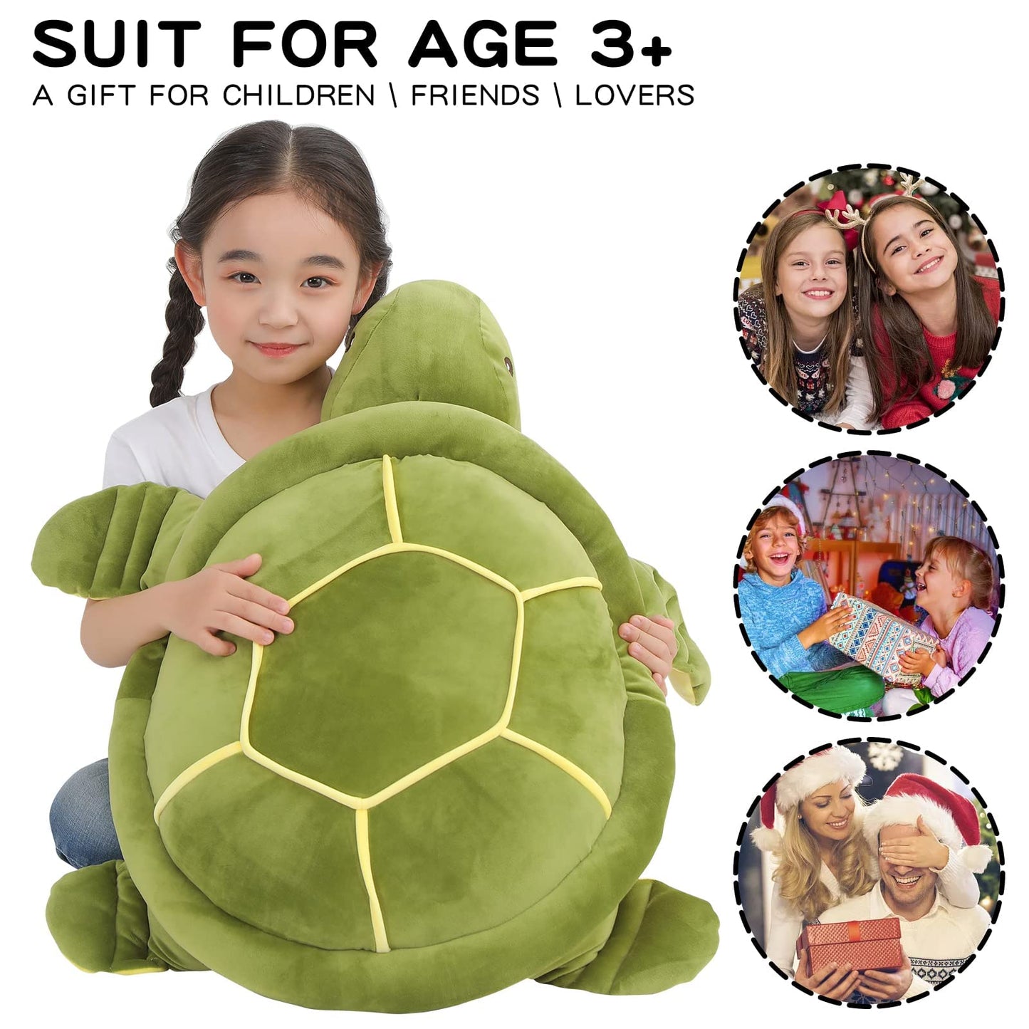 Dalmao 28" Big Sea Turtle Plush Huge Soft Plush Huge Ocean Green Turtle Plush Hugging Pillow for Kids Boys Girls Her Birthday Valentines Gift