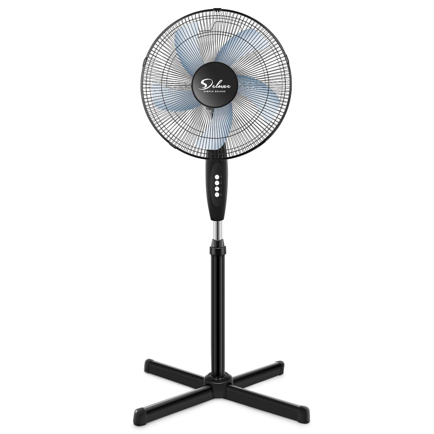 Simple Deluxe Oscillating 16'' 3 Adjustable Speed Pedestal Stand Fan for Indoor, Bedroom, Living Room, Home Office & College Dorm Use, 16 Inch, Black