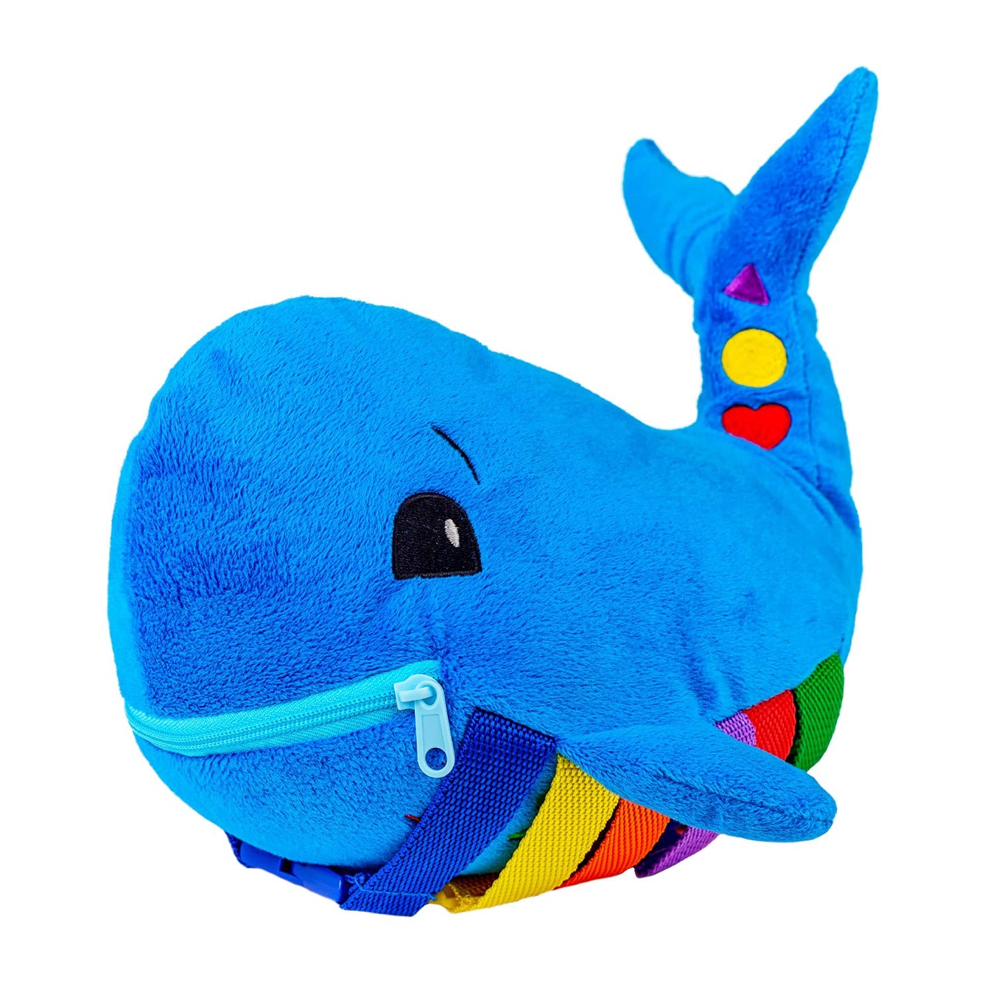 Buckle Toy Blu Whale - Toddler Early Learning Basic Life Skills Children’s Plush Travel Activity
