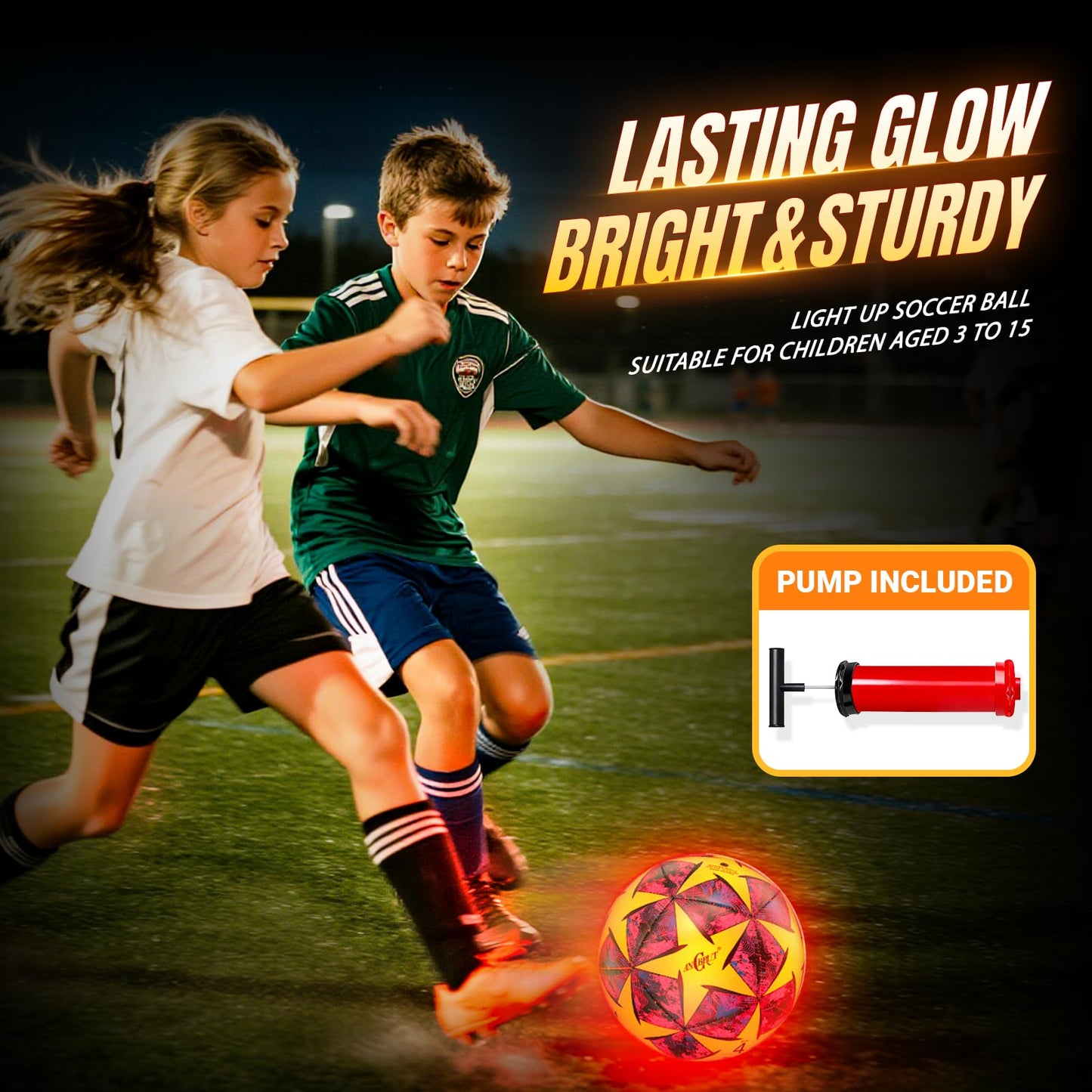 ANCBRUT Light Up Soccer Ball, Glow in The Dark LED Soccer Ball Size 4