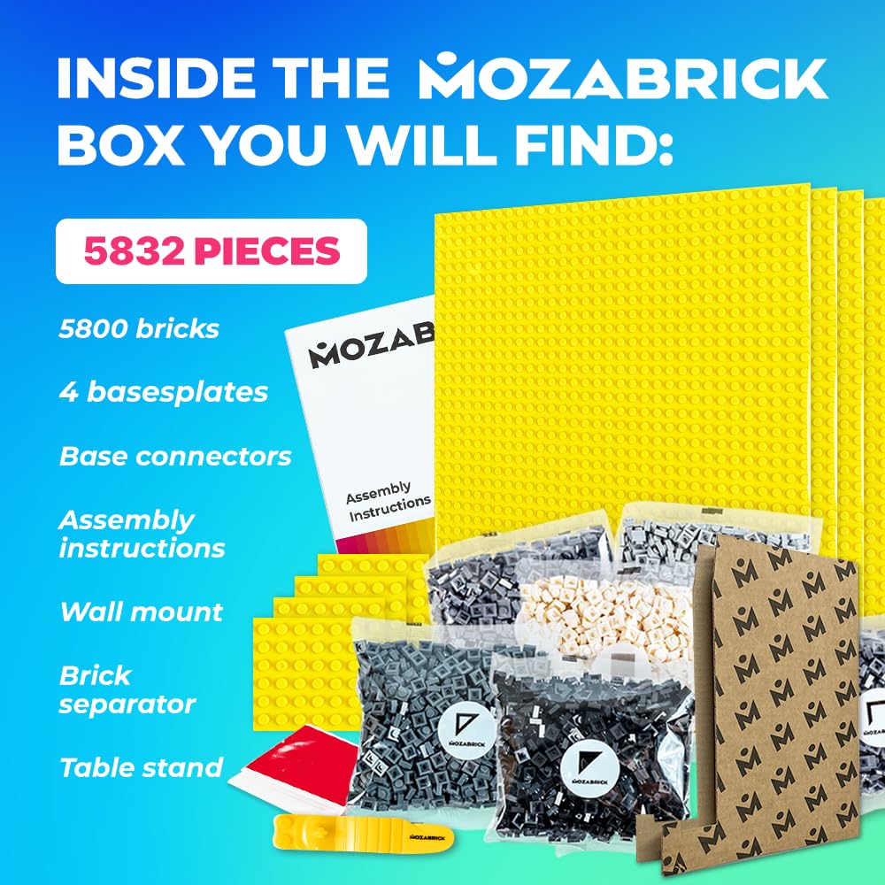 MOZABRICK Colour S - Clamp Building Block Mosaic Photo Kit, Personalised Gift, Custom, Picture Building Kit, Pixel Art Plug-In Building Block Painting