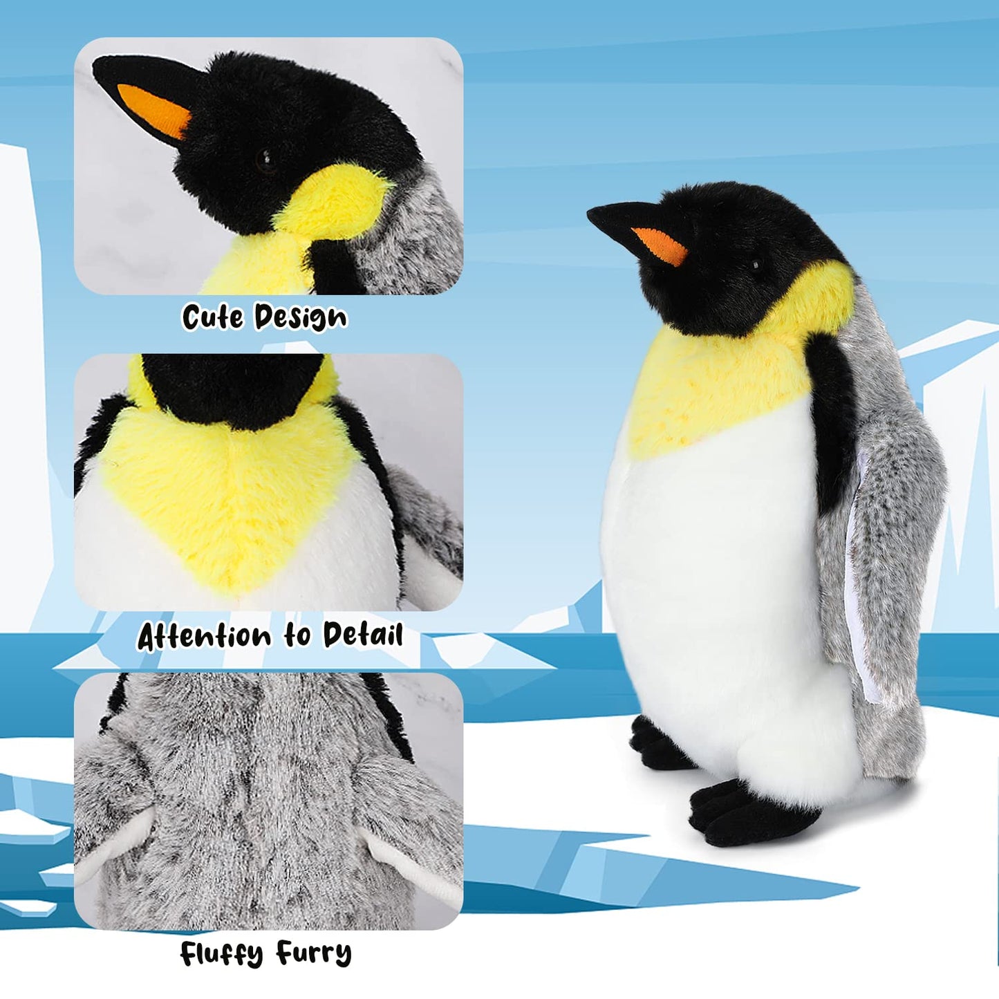 Penguin Plush Toy, 25cm Stuffed Animal Small Plushie Doll, Soft Fluffy Like Real Penguin Hugging Toy - Present for Every Age & Occasion
