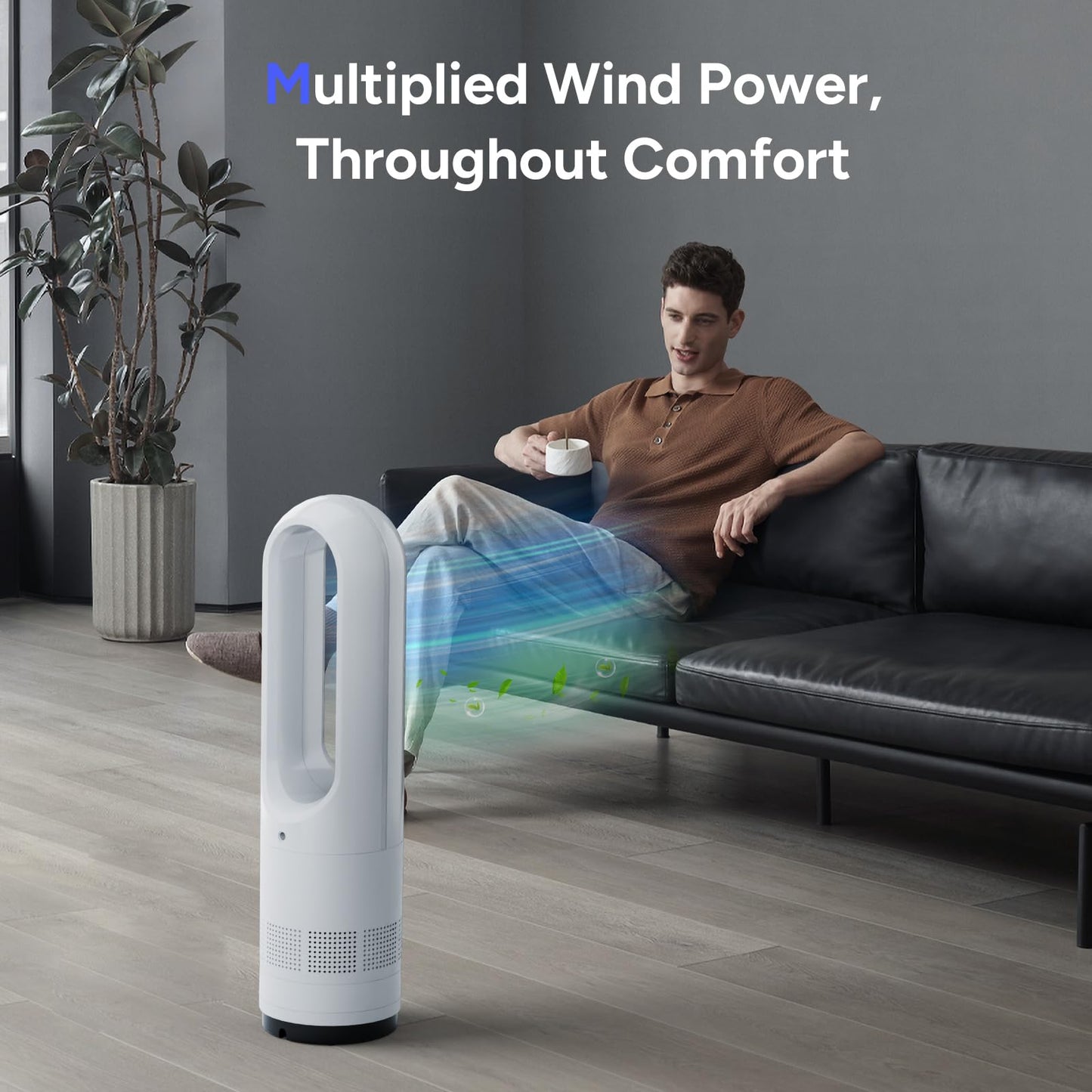 Bladeless Fan,22Inch Cooling Tower Fan 80° Oscillating with Remote, 9H Timer, 8 Speeds, Portable Quiet Cooling Fan for Indoor, Bedroom, Home Office
