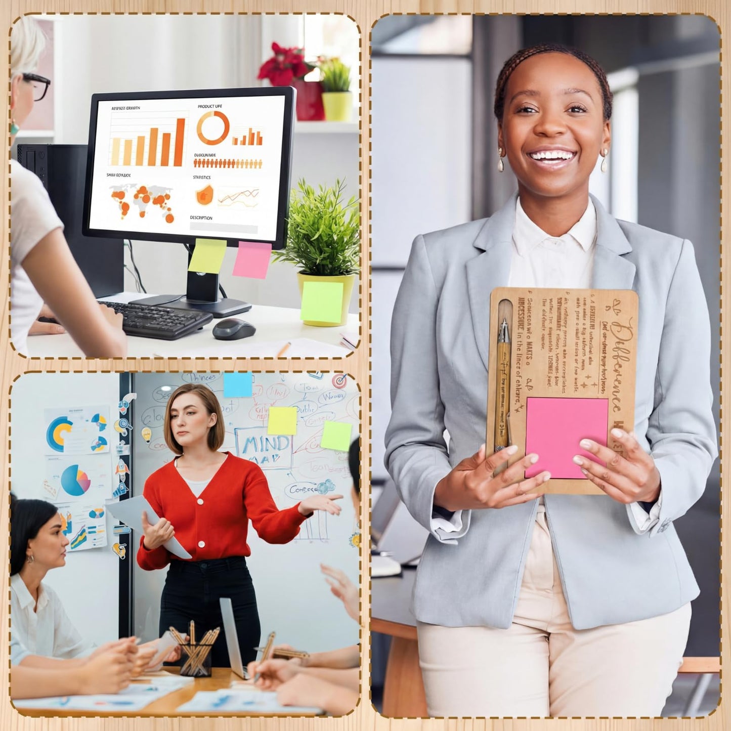Kosiz 10 Set Difference Maker Appreciation Gifts Bulk for Employee Coworkers Wooden Inspirational Sticky Note Holder Set Thank You Appreciation Gifts for Team Staff Teachers Boss Nurse