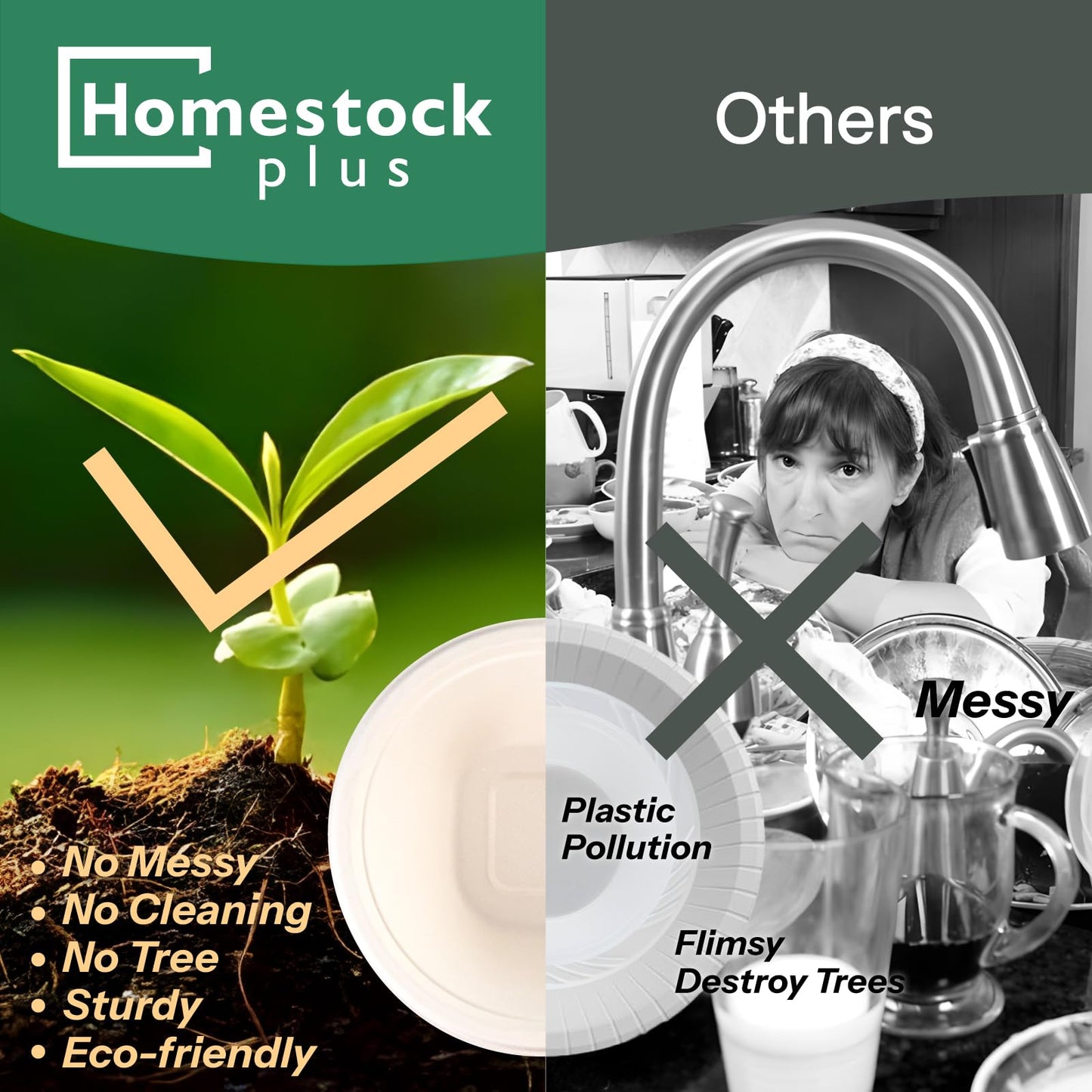 Homestockplus Large Disposable Bowls 48 Oz Heavy Duty Compostable Paper Bowls [100 Pack], Extra Large Catering Bowls for Restaurants, Salad, Buffet, Eco-Friendly Microwave Safe (White)