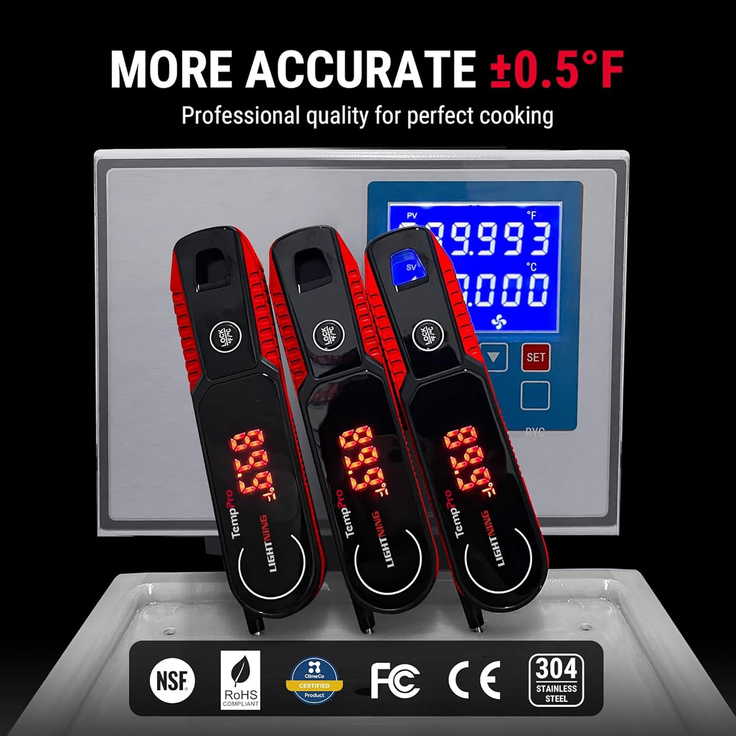 TempPro Lightning 1-Sec Instant Read Meat Thermometer, Kitchen Food Thermometer with 180° Rotating Display, IP67 Waterproof Cooking Thermometer for Deep Fry Smoker BBQ Grill (Previously ThermoPro)