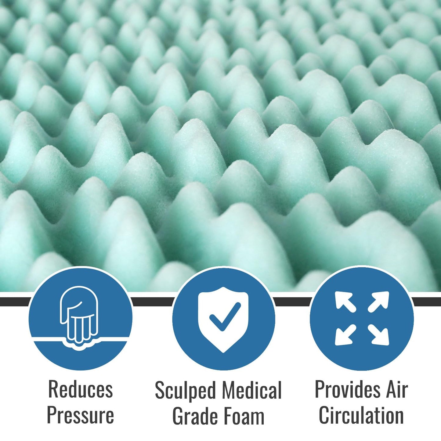 DMI Twin XL Mattress Topper Egg Crate Foam Mattress Topper for Pressure Relief, Weight Distribution & Enhanced Airflow Dorm Bed Mattress Topper 2 Inch - Improved Comfort & Alignment- Blue