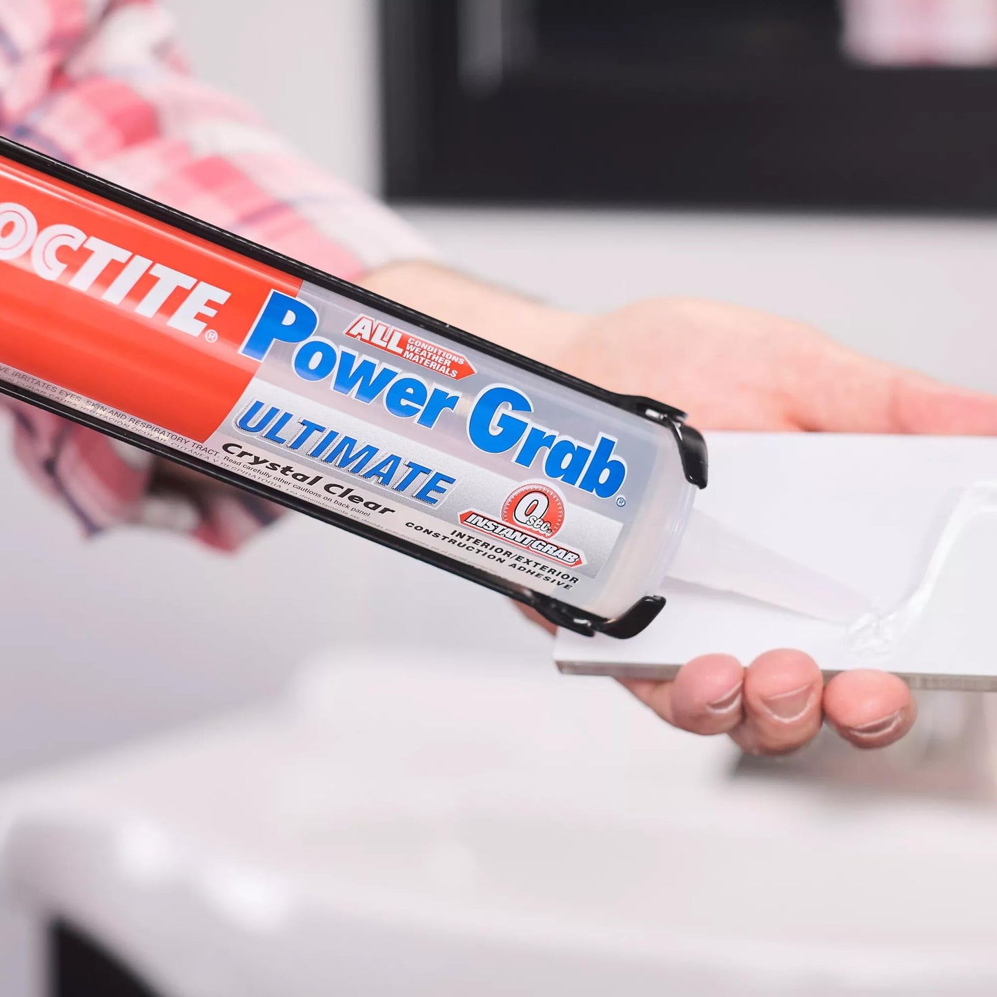 Loctite Power Grab Ultimate Crystal Clear Construction Adhesive - Versatile Construction Glue for Glass, Wood, Metal & More - 9 fl oz Cartridge, 6 Pack