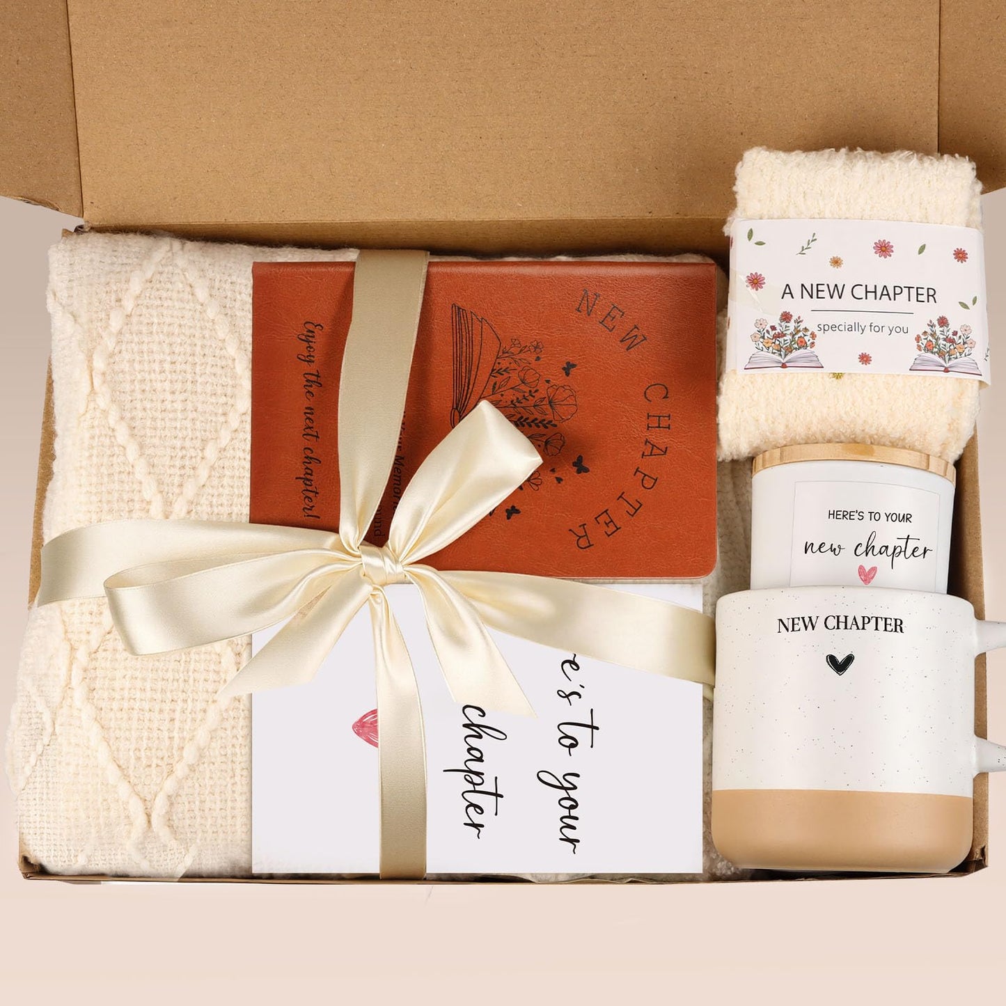 New Beginnings Gifts for Women, New-Chapter Happy Retirement Gifts for Woman, Graduation Gift, New Job Congratulations Gift for Women Farewell Going Away Basket for Woman, Coworker, Teacher, Friend