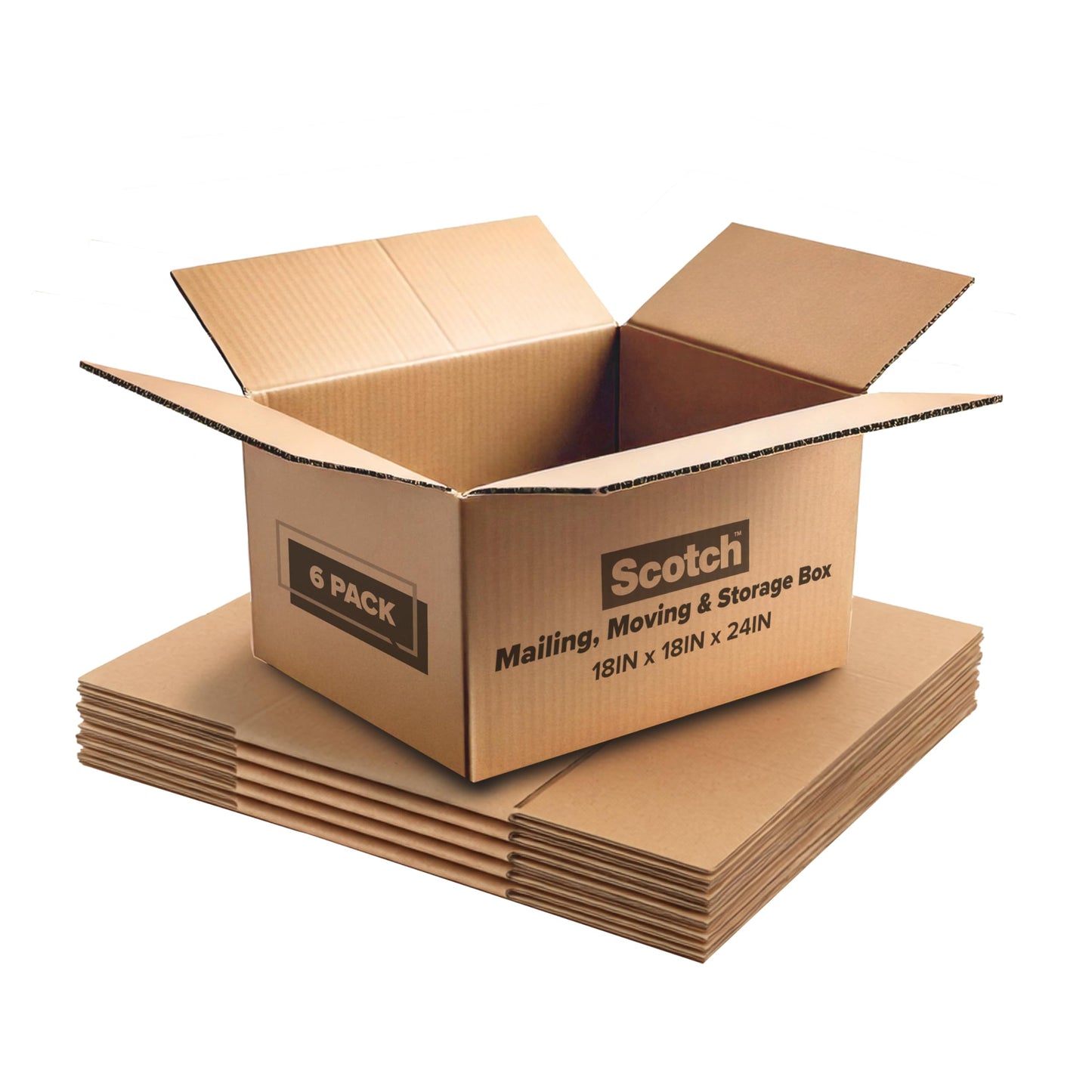 Scotch Moving and Storage Box 8028-MOV-LGFB, 18 in x 18 in x 24 in (45.7 cm x 45.7 cm x 60.9 cm) 6-Pack