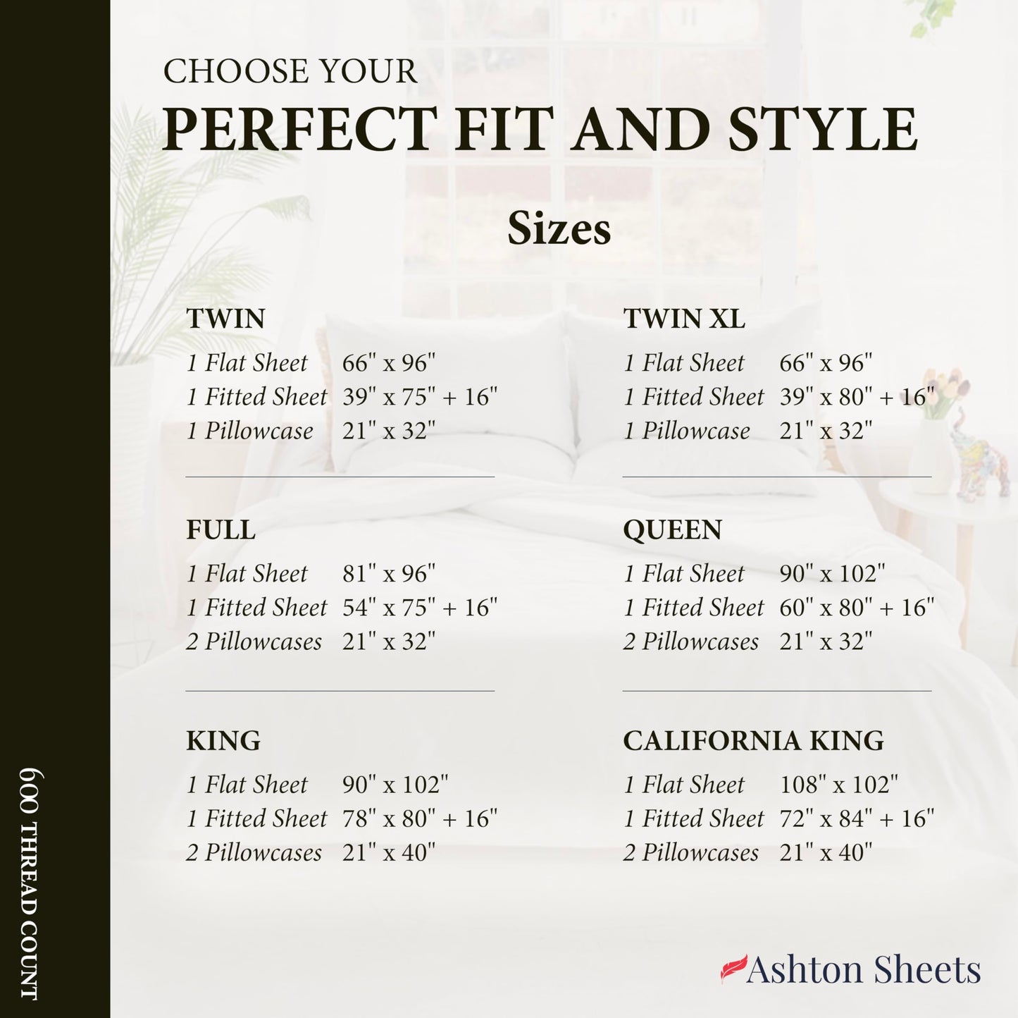 Ashton Sheets 100% Egyptian Cotton California King Bed Sheet Set - Premium 600 Thread Count Egyptian Cotton Sheets Set for Cal King Bed (4 Pc, White), Soft, Cooling 16" Deep Pocket Sateen Bedsheet