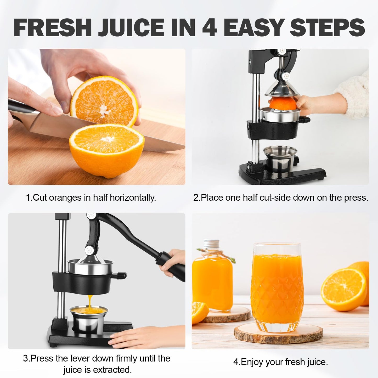YDXHXH Lemon Squeezer Manual Citrus Juicer Press, Heavy Duty Cast Iron Orange Juicer with Stainless Steel Cone, Commercial Lever Juice Press for Lemon, Lime & Citrus Fruits, Easy to Clean