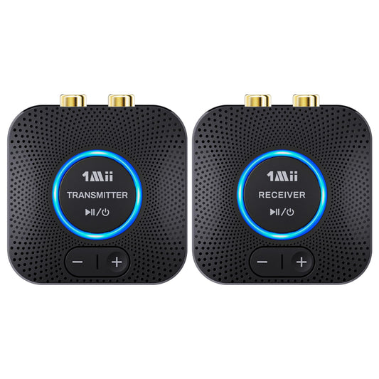 1Mii 2.4GHz Wireless Audio Transmitter Receiver Set for TV, 260Ft/80M Long Range 25ms Low Latency with AUX RCA in/Out,Wireless Audio Adapter for TV PC Powered Speaker Amplifier Soundbar