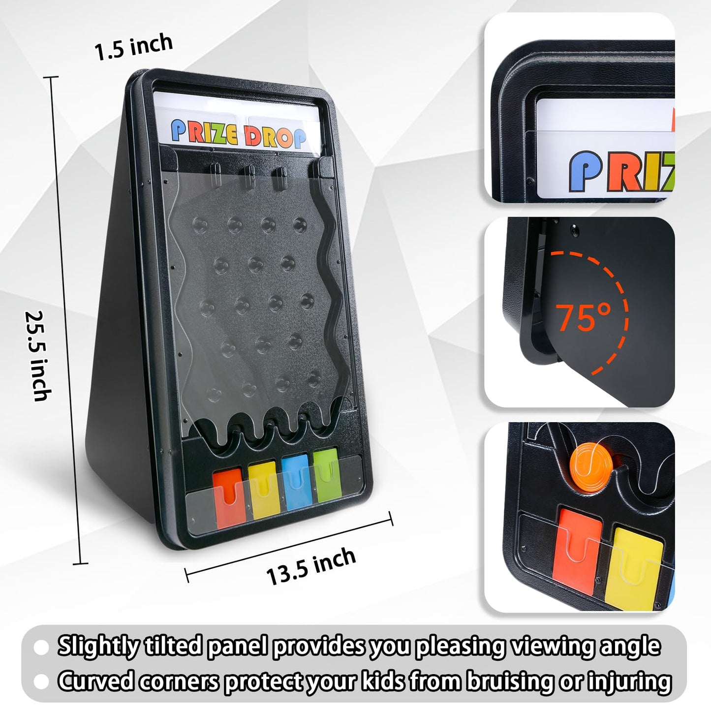 Hooomyai Mini Tabletop Prize Drop Board Game 25"x14" Plinko Board Foldable Stand with Customizable 8 Playing Pucks for Carnival Tradeshow Party
