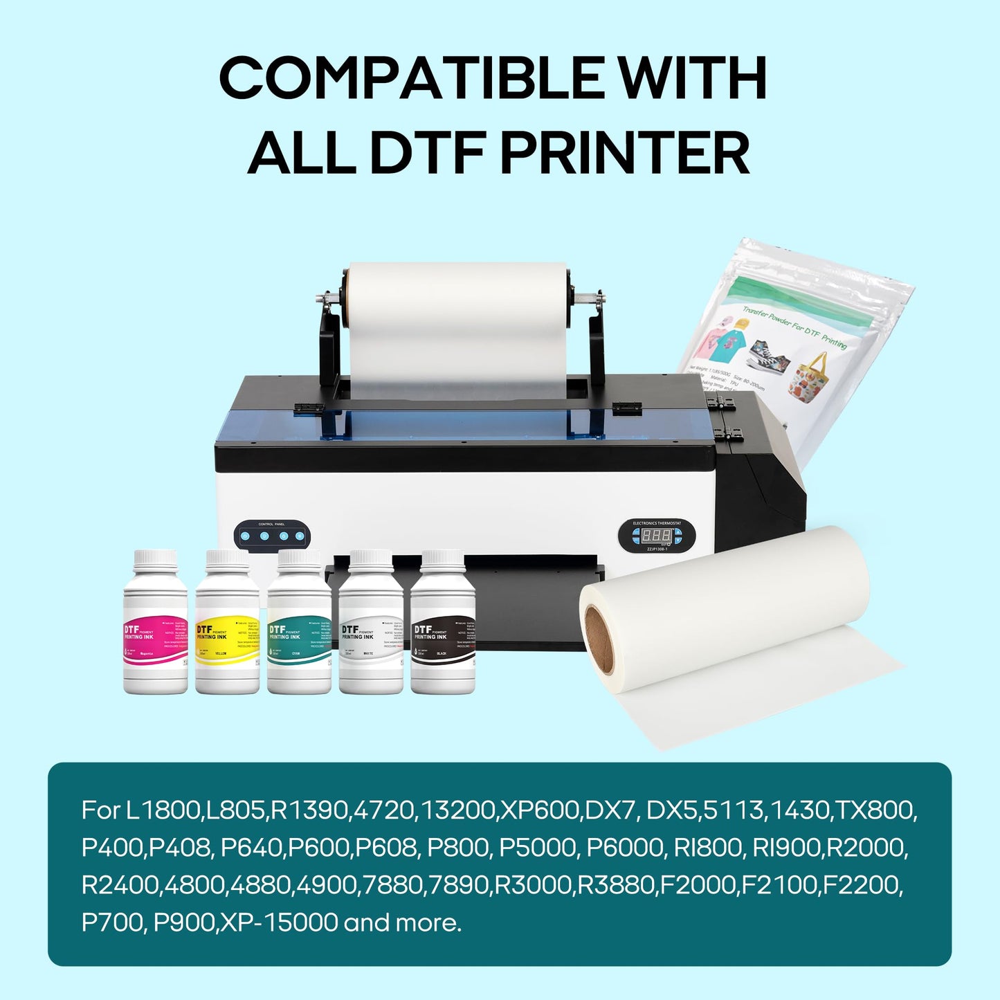 Procoloredfun DTF Ink White, Premium Transfer Printer Ink for Printhead ET-8550, L1800, L805, R2400, P400, P800, XP15000 Professional DTF Printers Direct to Film Heat Transfer Printing (W, 500ml)