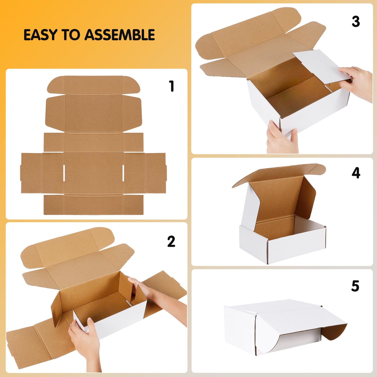 JOWLOT 12x9x4 inch Shipping Boxes Set of 20, White Corrugated Cardboard Box Literature Mailer for Mailing Packing Moving and Storage