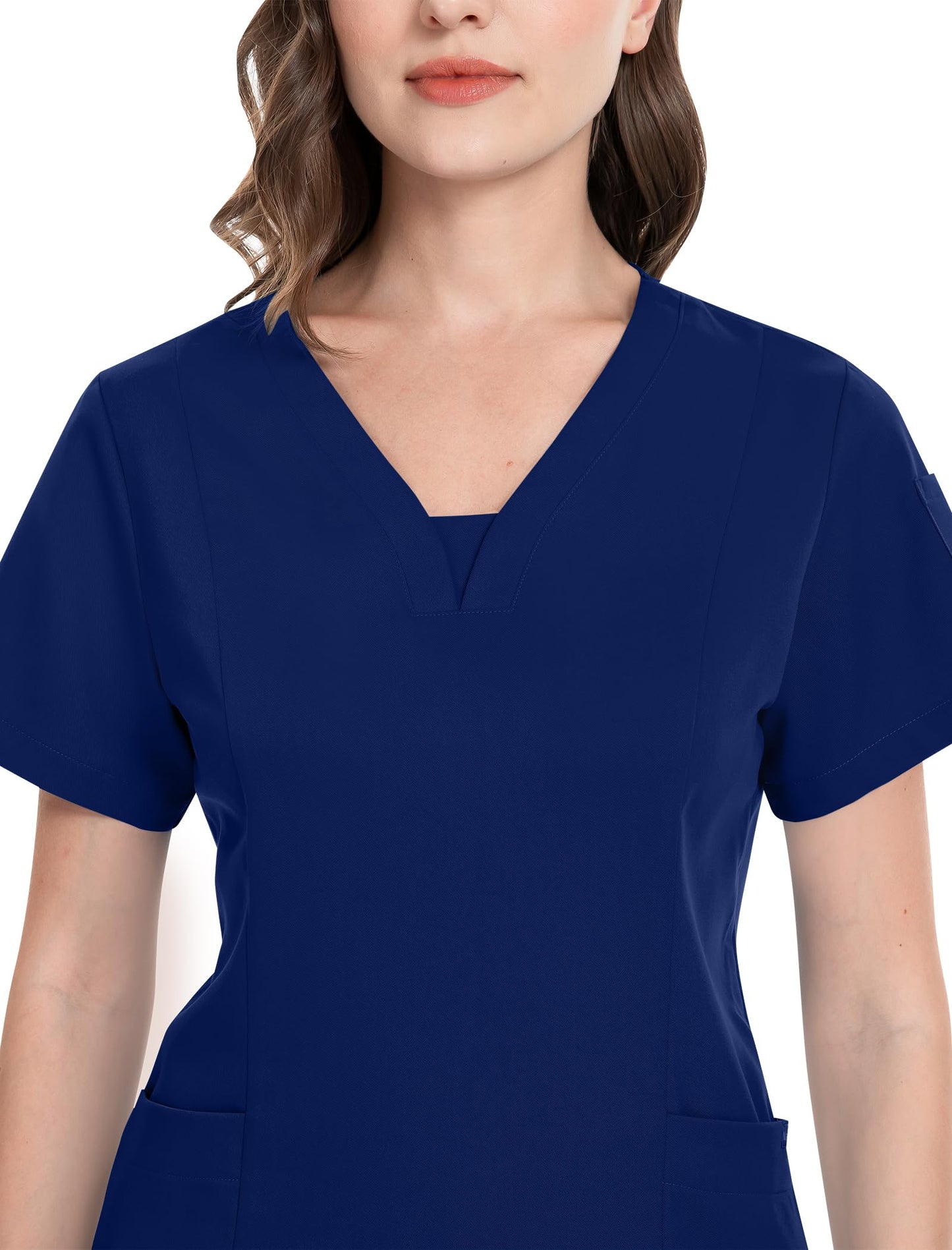 niaahinn Scrub for Women Set - Modern V-neck Scrub Top & Jogger Pants with Drawstring, Anti Wrinkle, Yoga Waistband (Navy Blue,S)