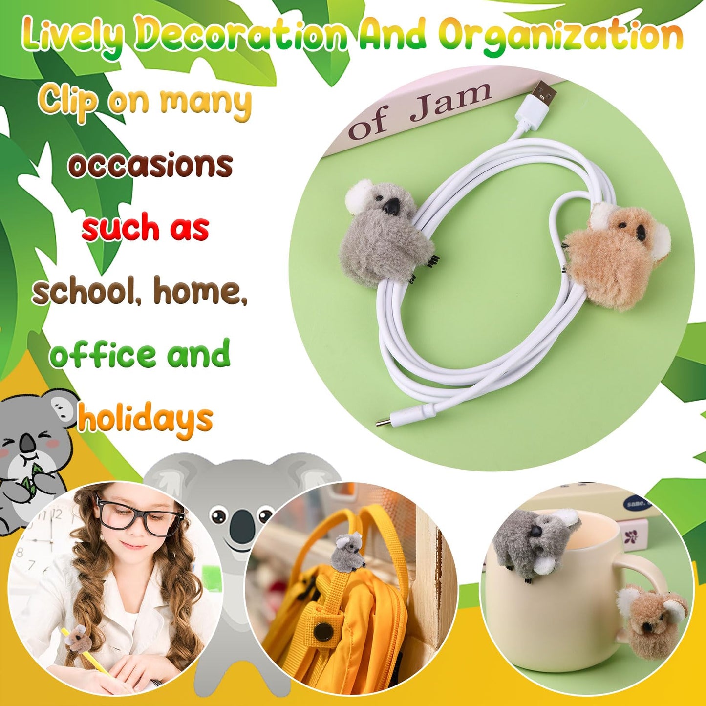 Youdaju 50 Pcs Koala Clip Koala Pencil Buddy KoalaBear Stuffed Animal Pencil Toppers Bear Prizes Fuzzy Animal Bear Hugger Clip Animal Plush Pen Accessories for Birthday Party Supplies(Brown&Grey)
