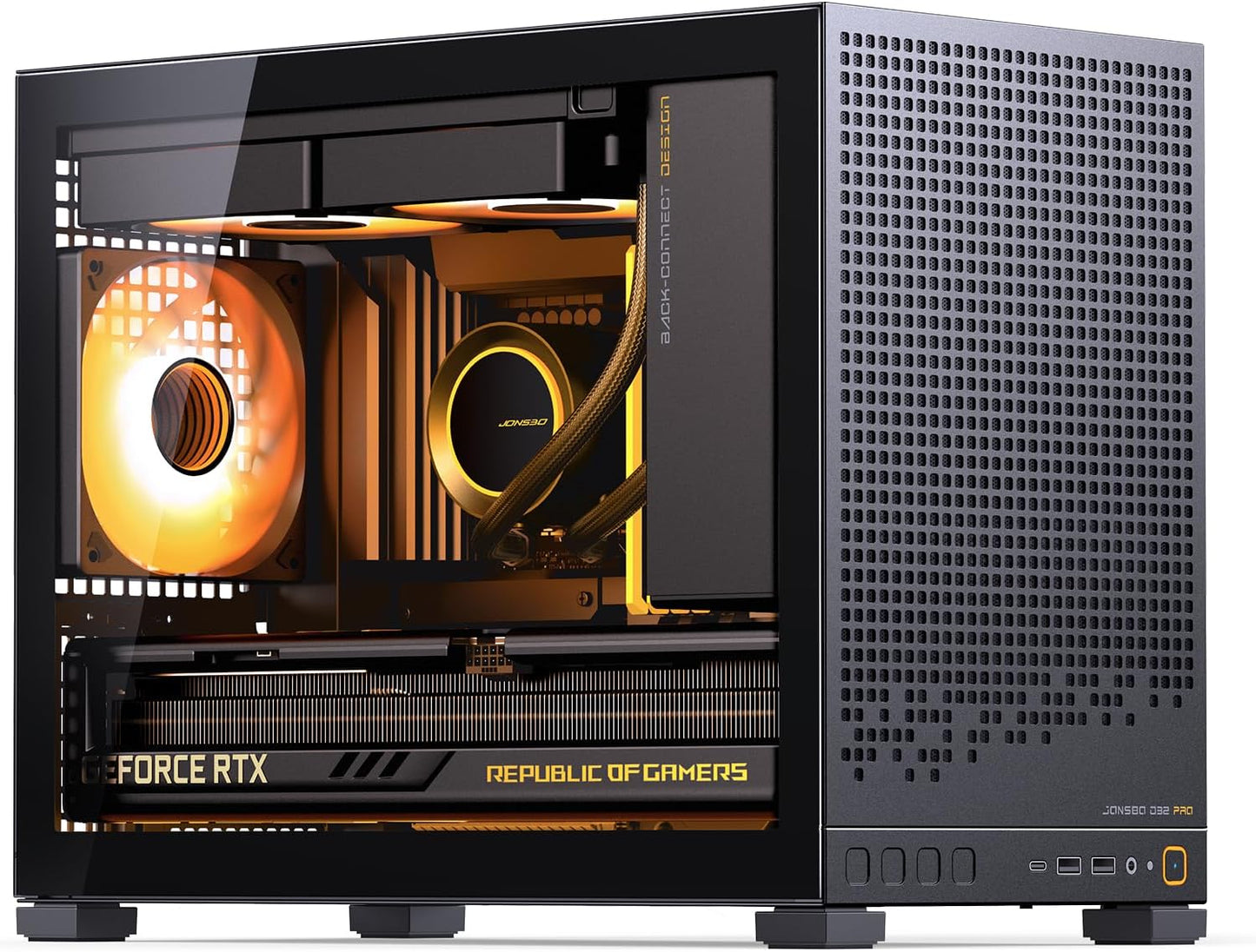 JONSBO D32 PRO Micro-ATX PC Case,High Compatibility Mini Desktop Case,A/B Mode for MB, Support MATX Back-Connect/BTF MB,365mm GPU/240AIO/163mm Air Cooler,ATX/SFX PSU, USB3.2 PC Gaming case,Black