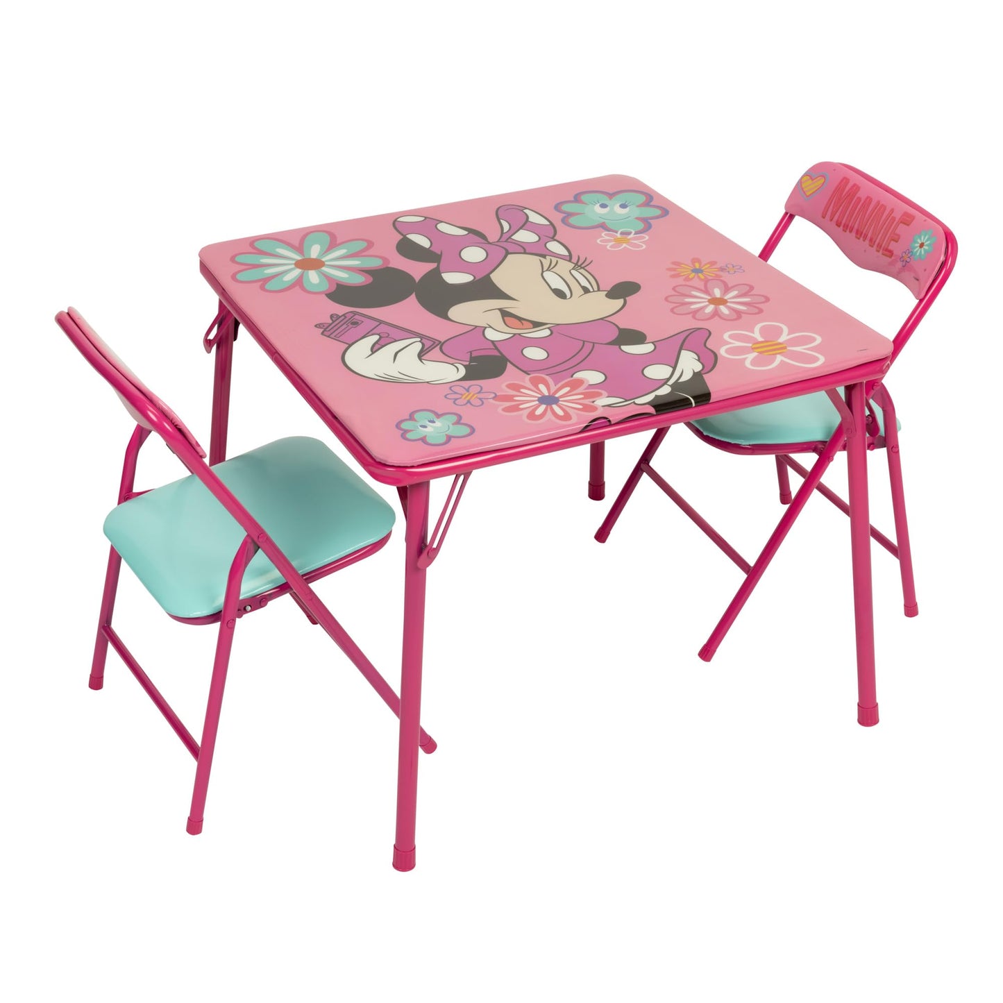Minnie Mouse Kids Table & Chairs Set for Kid and Toddler 36 Months Up To 7 years, Includes: 1 Table (24"L x 24"W x 20"H), 2 Chairs (13"L x 13.5"W x 21"H) Weight Limit: 70 lb