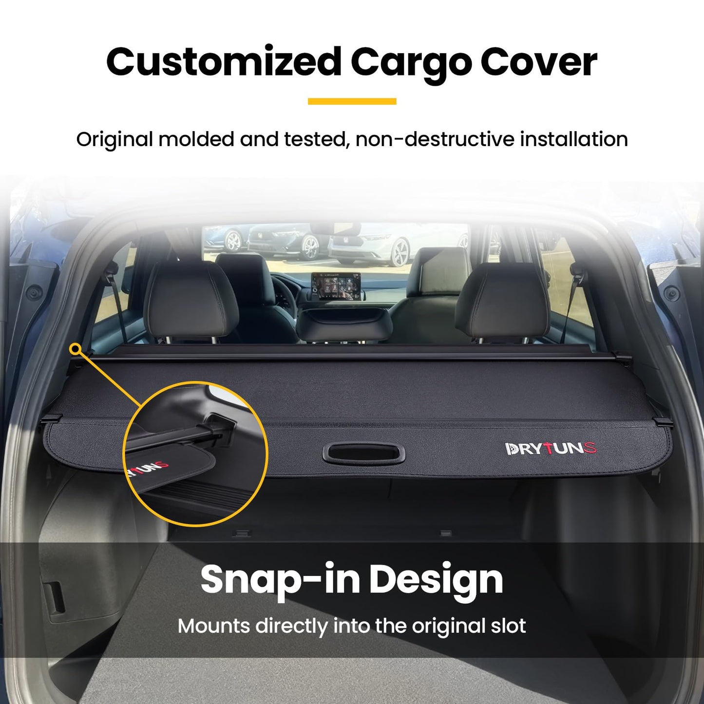 Drytuns Cargo Cover for Honda CRV 2026 2025 2024 2023, Retractable Cargo Trunk Cover for Honda CRV 2023-2026 (Leather - Extension & Straps)