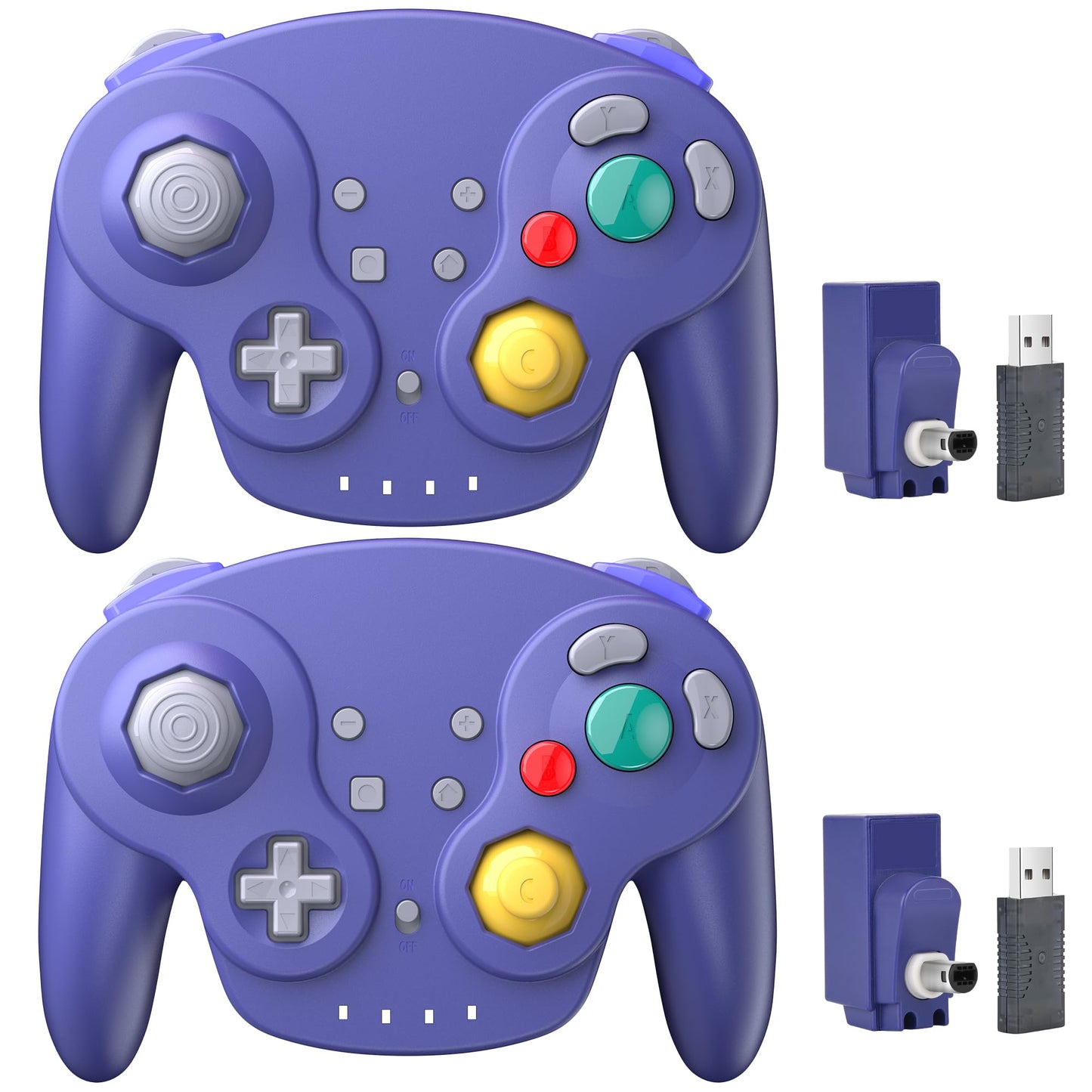 2 Pack 2.4 GHz Wireless NGC Switch Online Controller, GameCube & USB Receiver, Compatible with Windows PC iOS Mac Raspberry Pi Steam GameCube/Switch (Rechargeable) (Plug and Play) (Vibration) Indigo