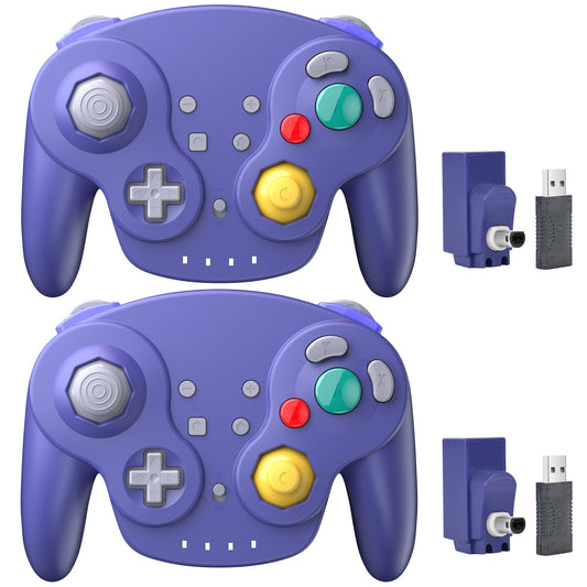2 Pack 2.4 GHz Wireless NGC Switch Online Controller, GameCube & USB Receiver, Compatible with Windows PC iOS Mac Raspberry Pi Steam GameCube/Switch (Rechargeable) (Plug and Play) (Vibration) Indigo