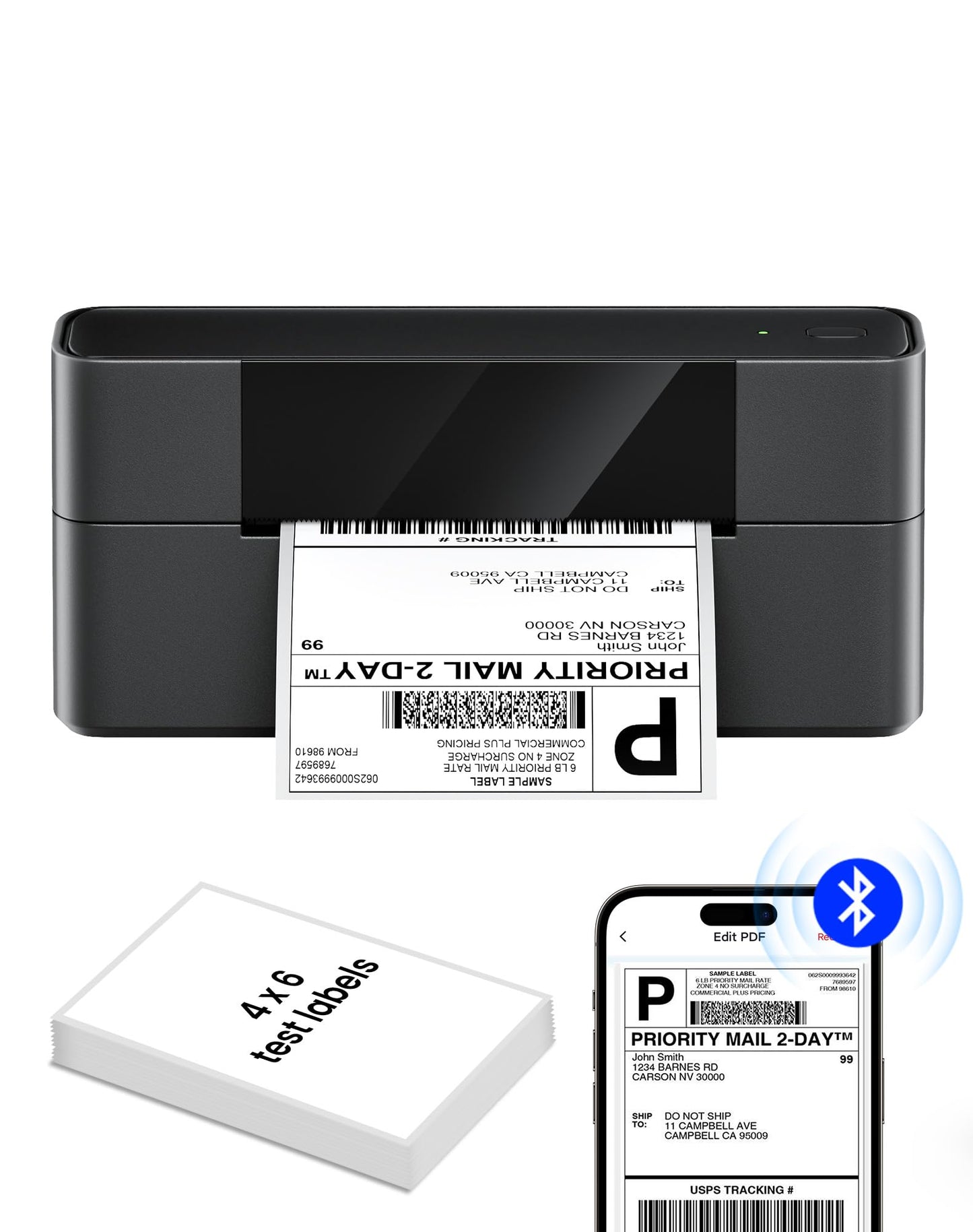 Itari Bluetooth Thermal Shipping Label Printer, 245-BT Wireless Label Printer 4x6, Desktop Label Printers for Small Business & Shipping Packages, Support iOS, Android, Windows, Amazon, Shopify, USPS