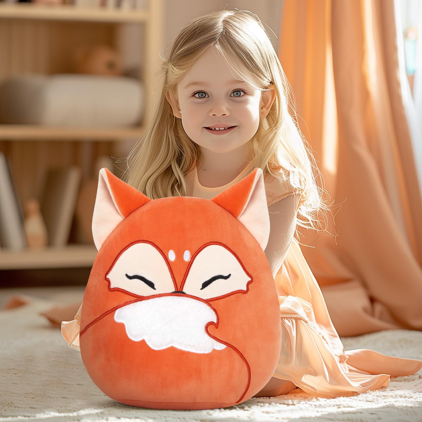 Glow Guards 12" Red Fox Plush Pillow Cute Stuffed Animals Durable Squishy Pillow Soft Toy Birthday Gifts for Kids Boys Girls