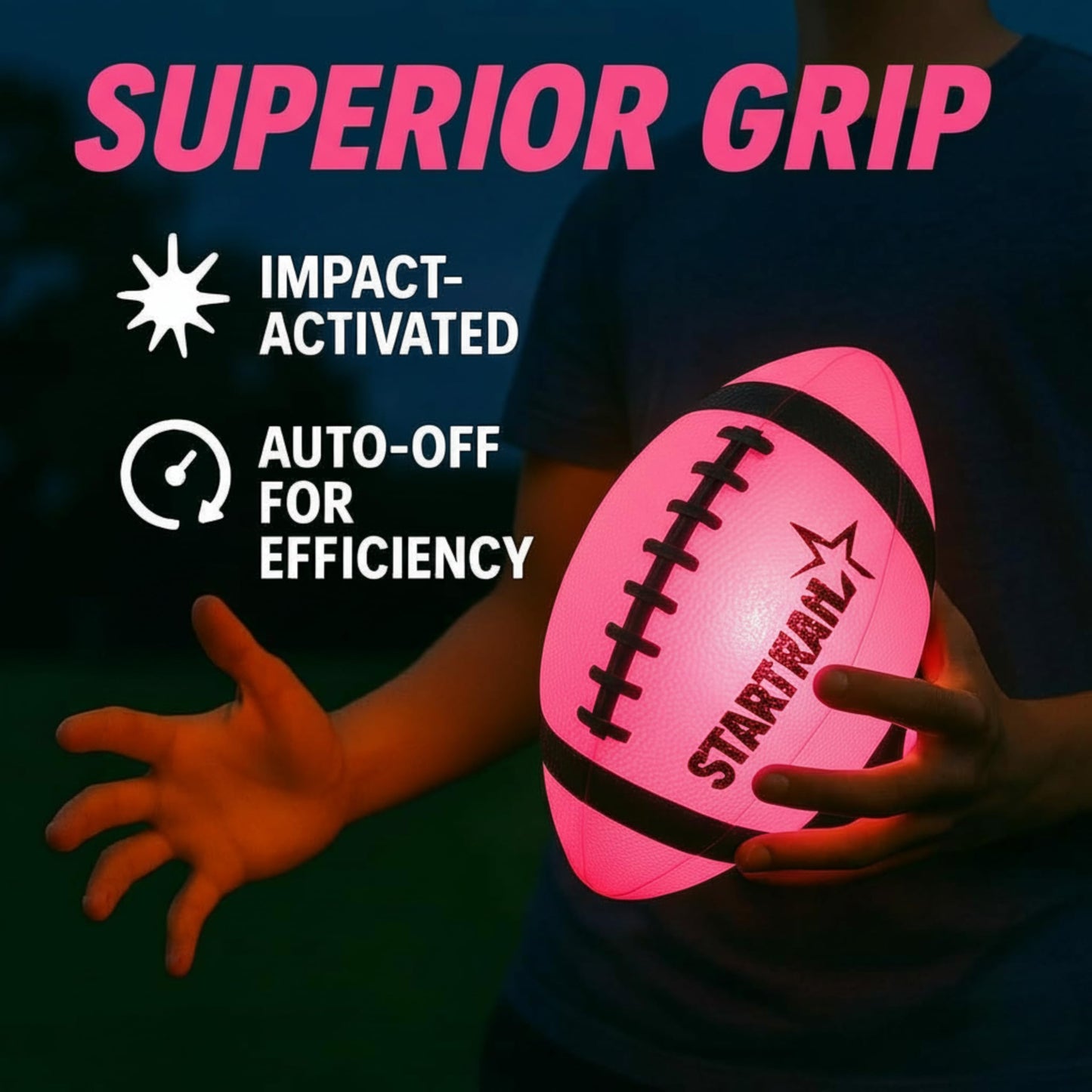 TOMLEON LED Light Up Football - Glow in The Dark Football for Kids