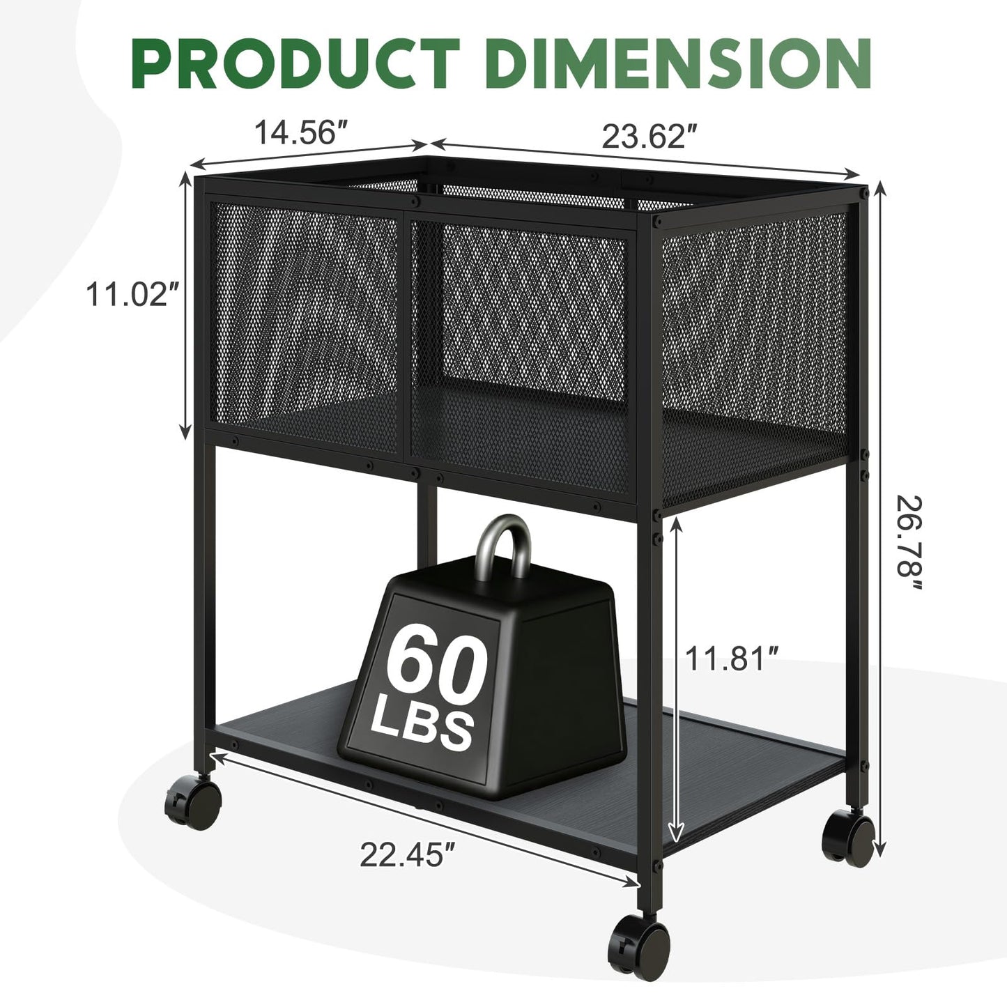 Sbanmao Rolling File Cart, Mobile File Cabinet with Wheels Hanging Files, Metal Hanging File Folder Cart File Organizer Fit Letter Size for Home Office, Black (Patent Pending)