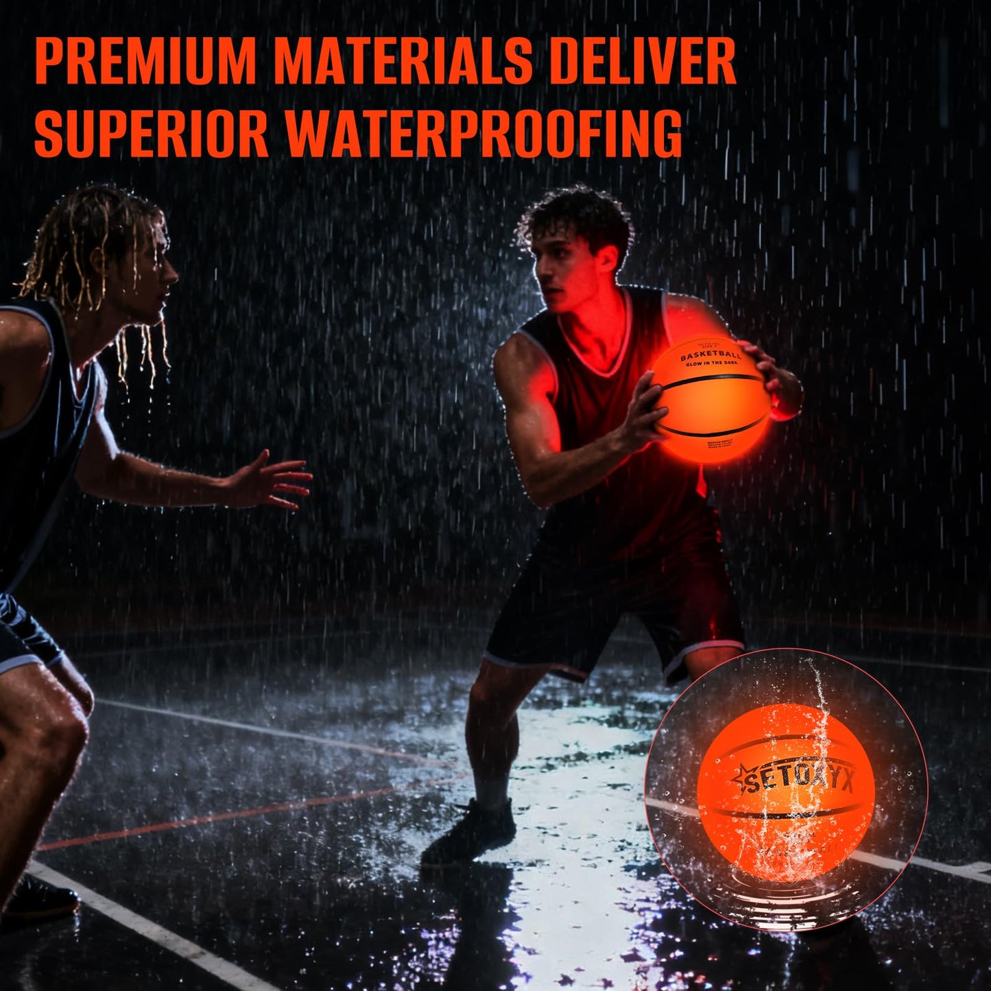 SETOXYX Glow in The Dark Basketball, Light Up Basketball for Teen Boy, Official Size 7 with 6 Spare Batteries, Gift for Boys & Girls 6-15+ Year Old, Outdoor Sports Toy Halloween