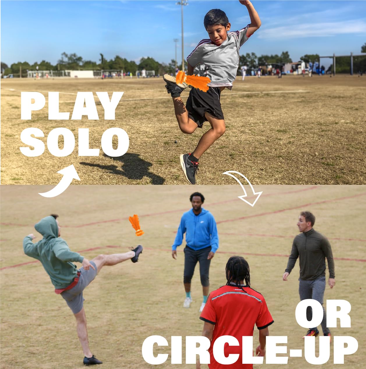 Kickit | The Original Birdie Soccer Trainer | Play Outdoors, Indoors or Backyard, Beach or Tailgate (Orange)