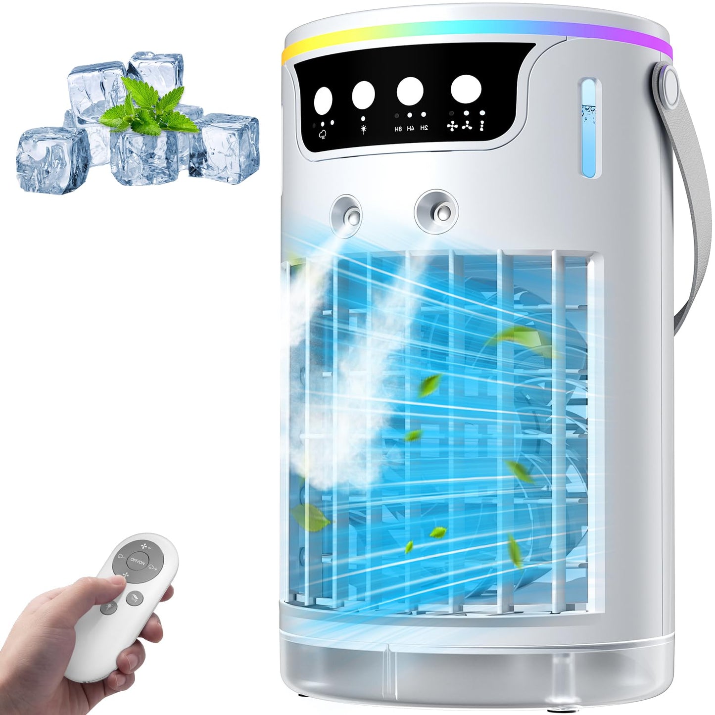 Portable Air Conditioners, AC Fan Mini Evaporative Air Cooler 1200ML with Ice Cooling Mist Personal Air Conditioner Quiet for Bedroom, Home Office Desk, Nightstand