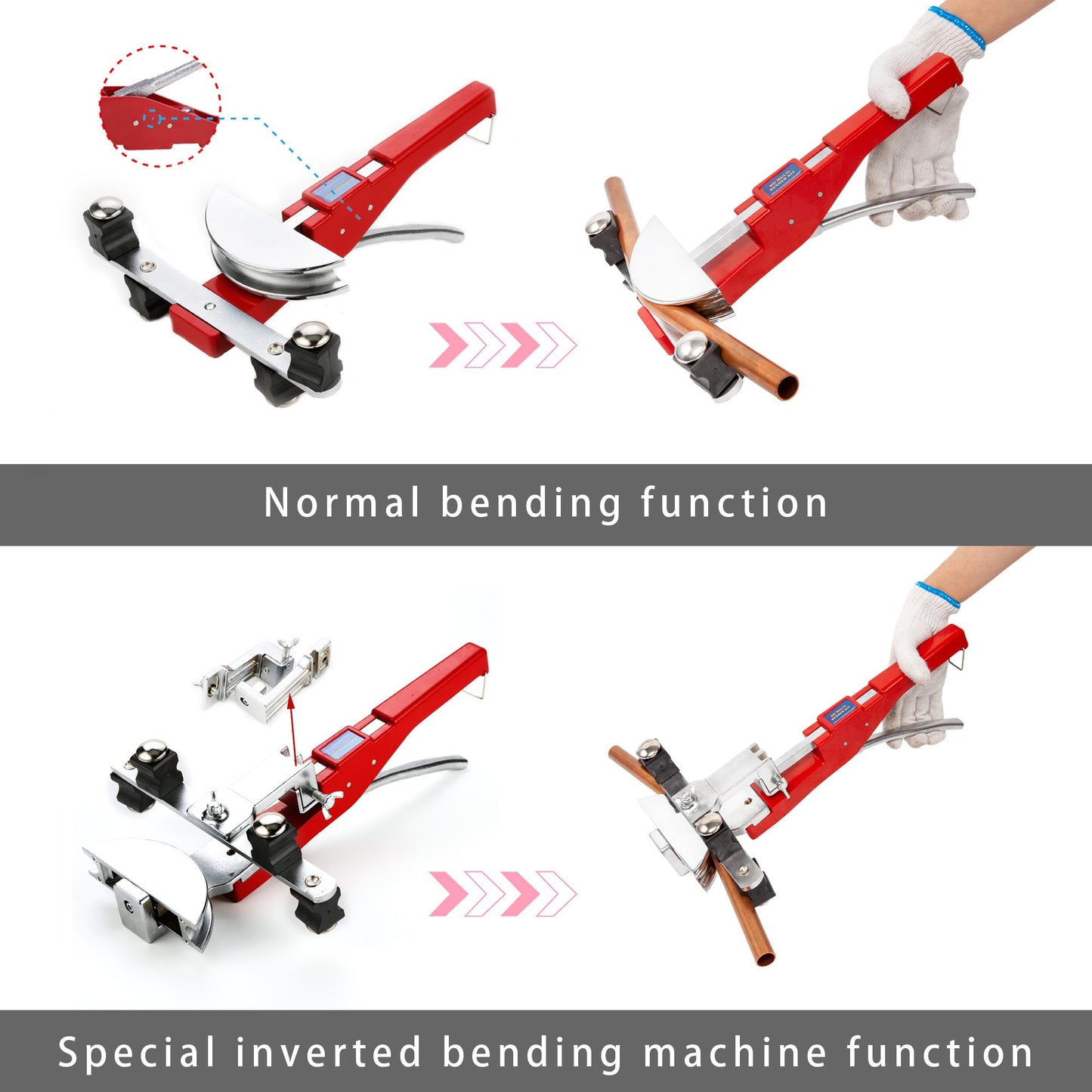 Tube Bender Kit Refrigeration Ratcheting Tubing Benders with Reverse Bending Attachment Hand Tool 1/4 to 7/8 Inch
