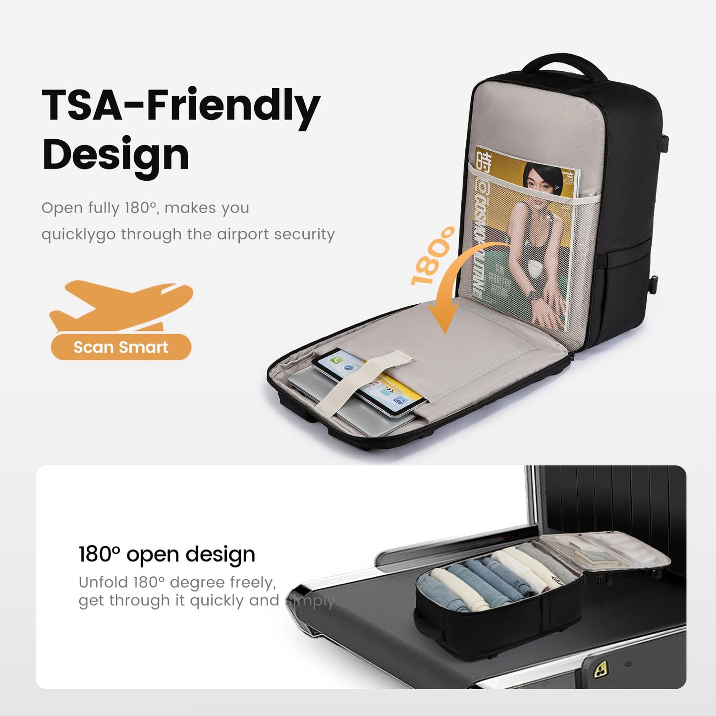 LOVEVOOK 40L Travel Backpack for Men, Airline Approved Carry On Bag with 3 Packing Cubes, TSA Overnight Bags, Waterproof Personal Item Bag, Weekender Essentials Backpacks fits 17.3" Laptop