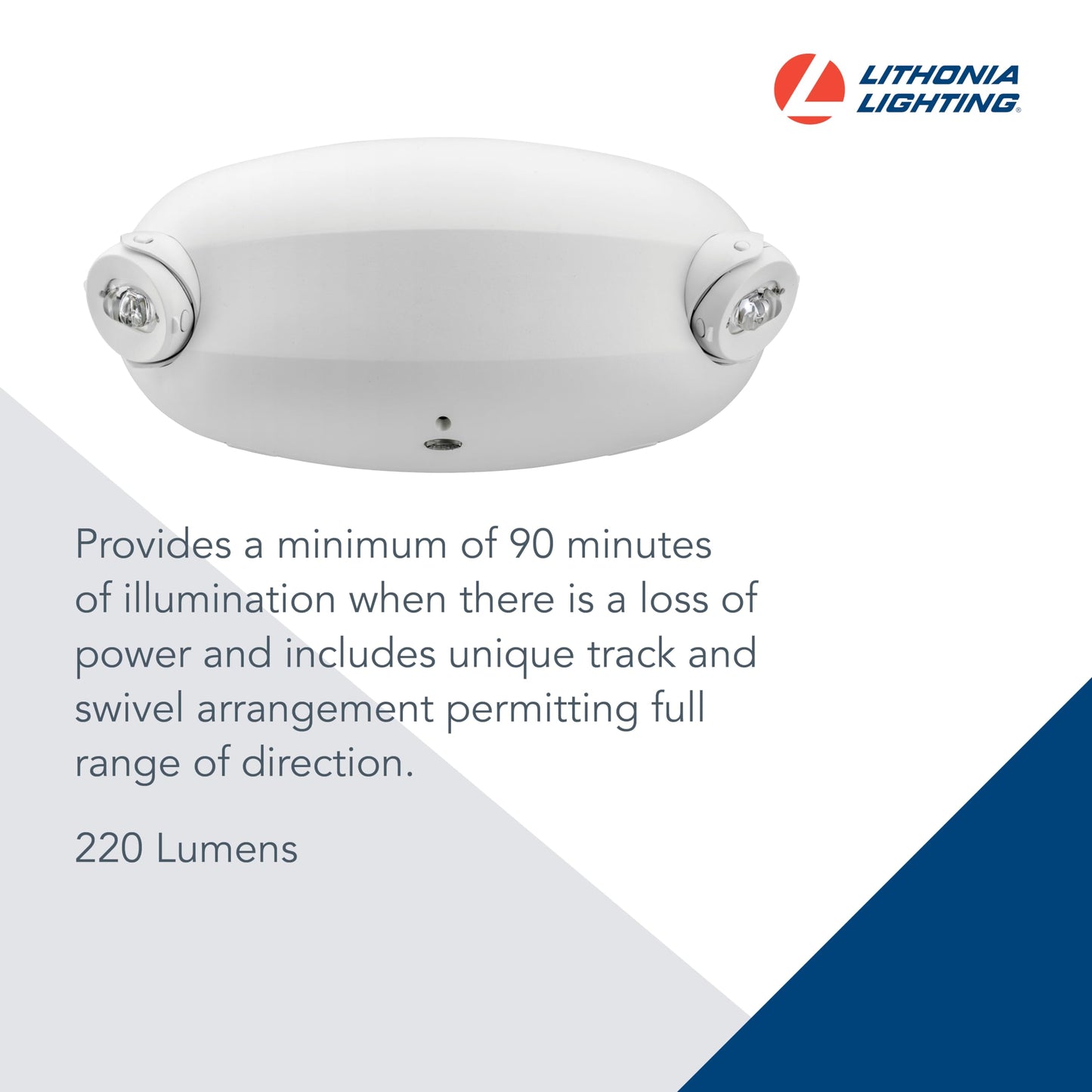Lithonia Lighting Quantum LED Emergency Lights for Business, Aimable Emergency Light, Manual Testing, 220 Lumens, White (ELM2L M12)