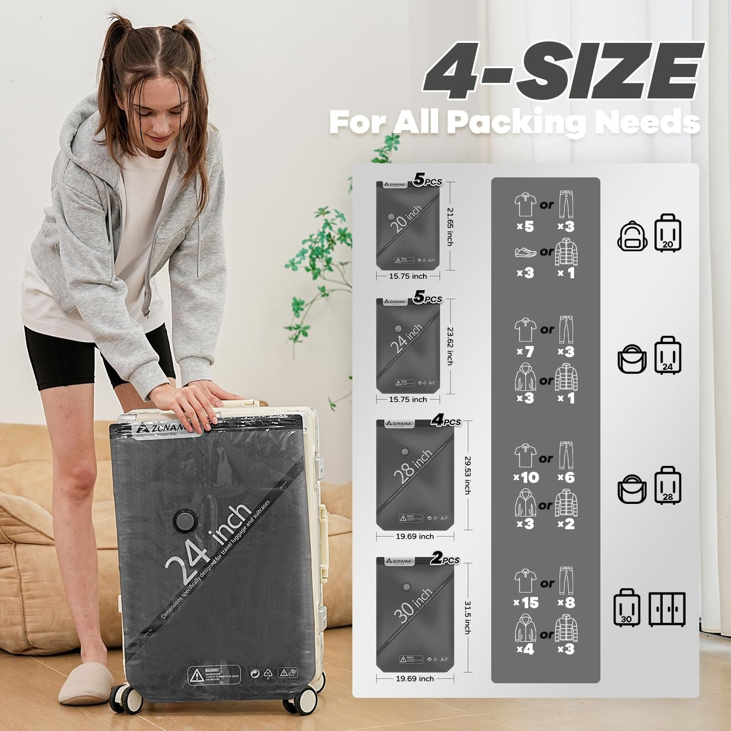 Vacuum Storage Bags for Travel with Wireless Rechargeable Air Pump, 16 Pack Travel Essentials Space Saver Compression Bag for Luggage, Suitcase, Backpack, Vacuum Seal Bags for Home Storage Clothing