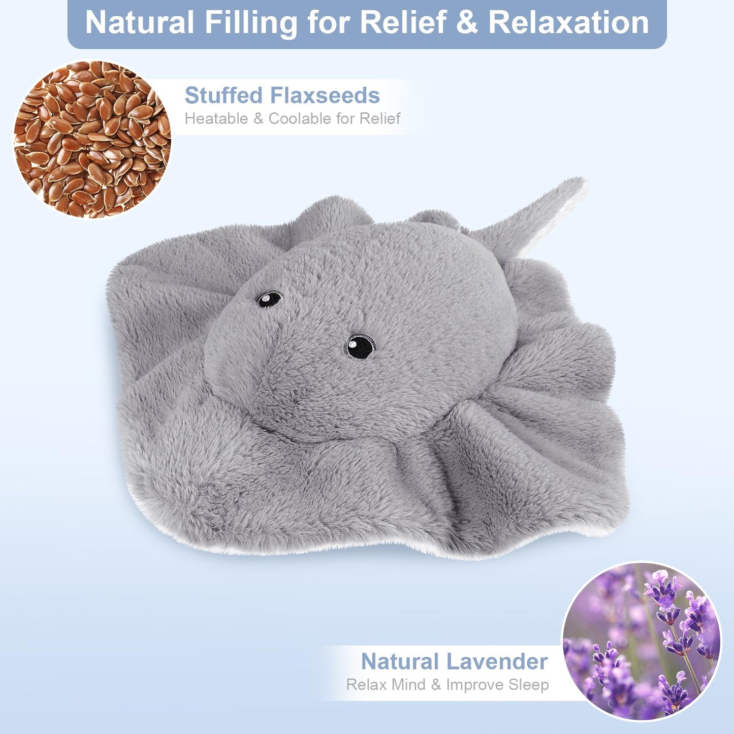 SuzziPals Heatable & Coolable Stingray Stuffed Animal Plush Toy