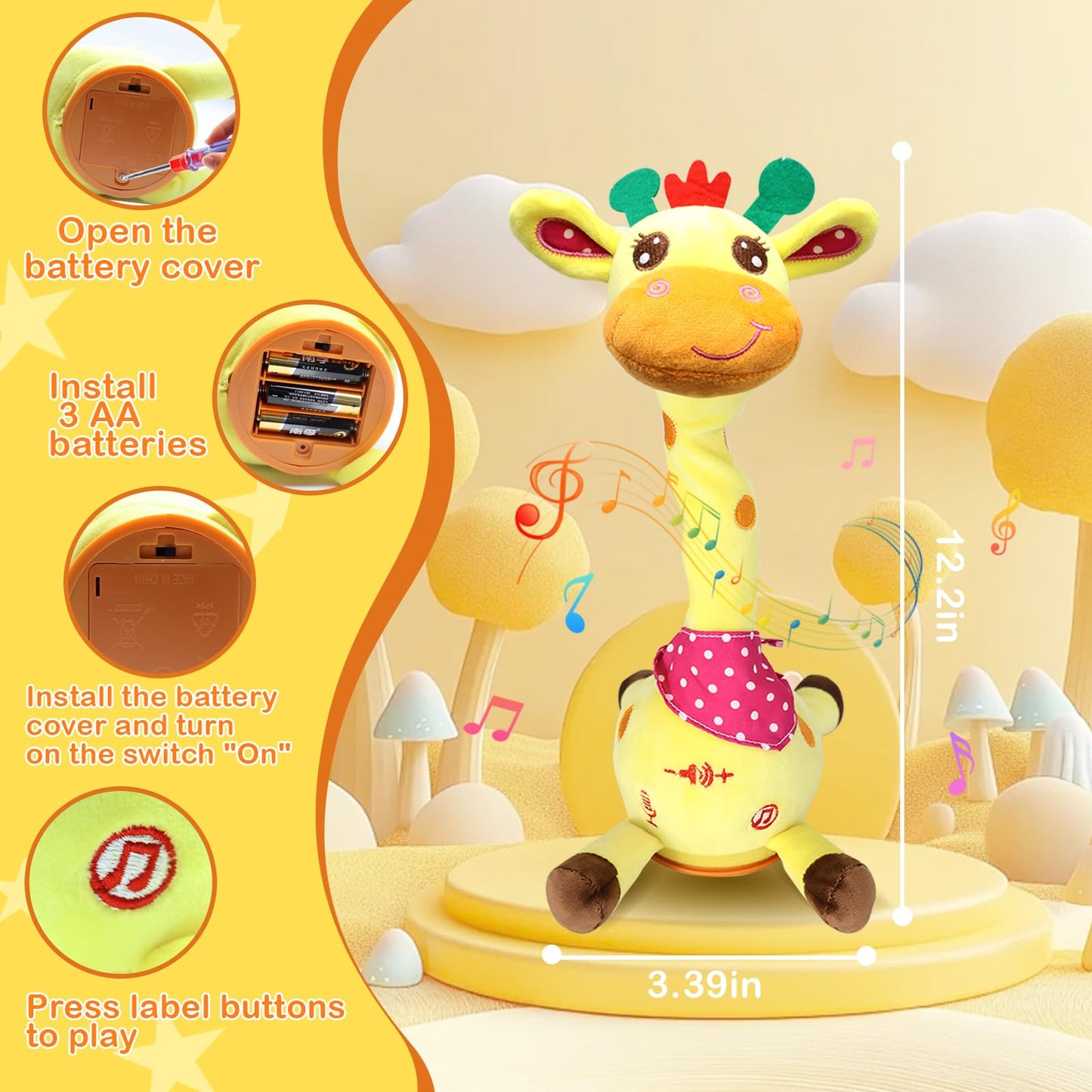 Hunfur Recording Talking Giraffe Plush Toy