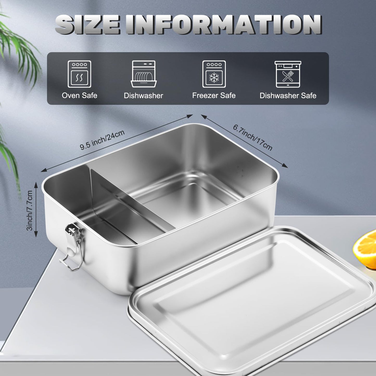 Umigy 4 Pcs Stainless Steel Food Containers 2400ml Metal Bento Lunch Box Stainless Steel Food Storage Containers, Lockable Clips to Leak Proof, Reusable Dishwasher Snack Boxes for Work
