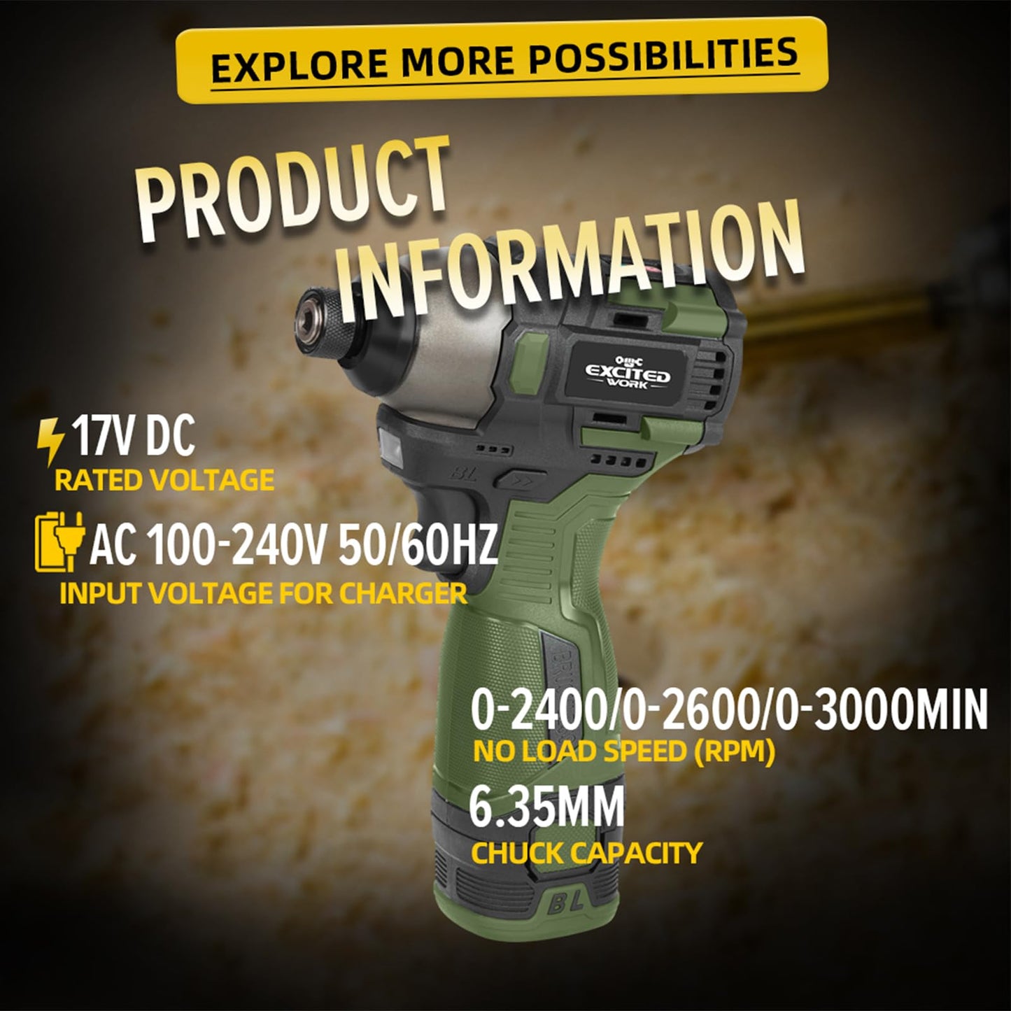 LAZYLAND 17V Brushless Screwdriver Drill Set, 140Nm Cordless Impact Driver & 55Nm Electric Drill with 3 Adjustable Speed, 2 Batteries and Led Work Light