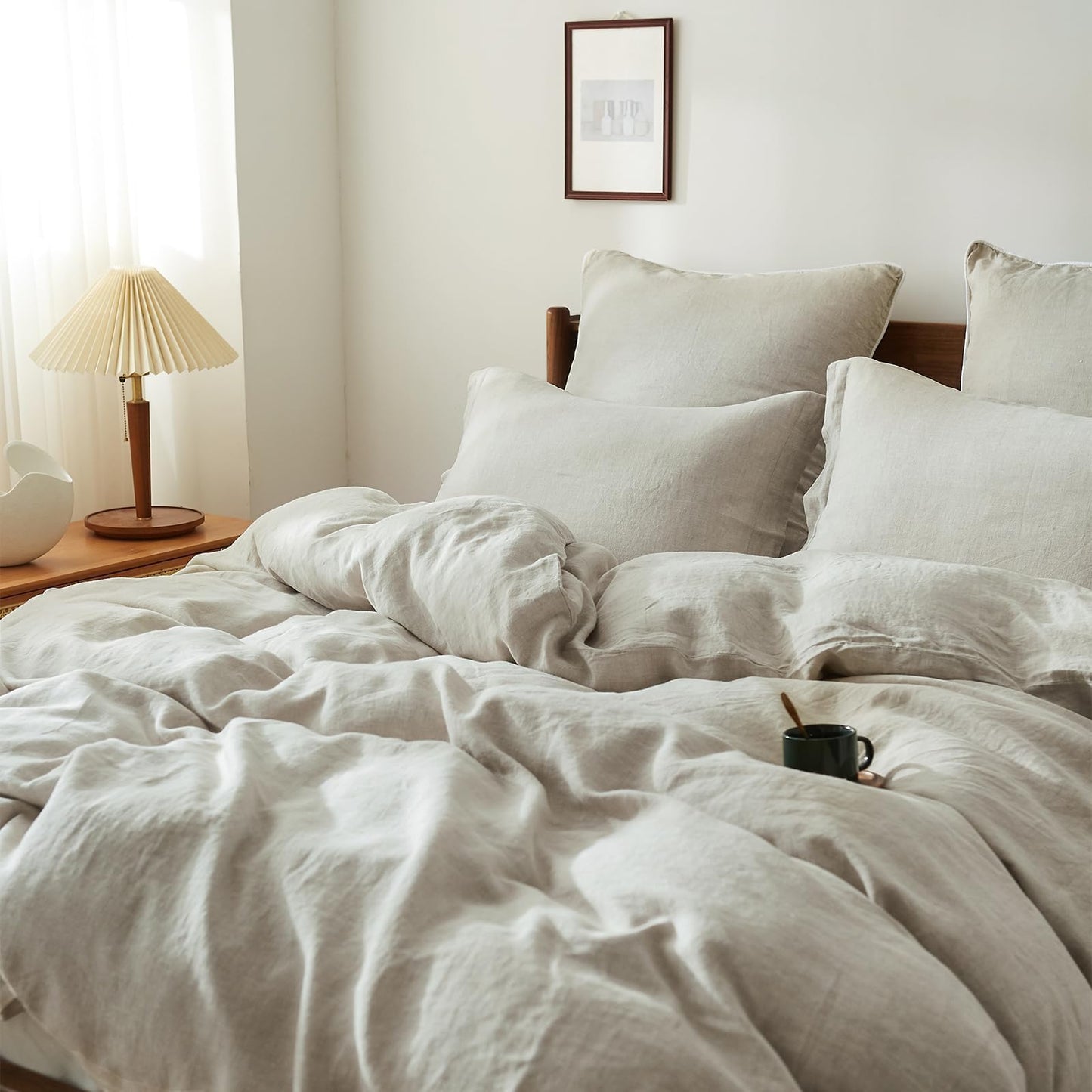 Simple&Opulence 100% Linen Duvet Cover Set, Natural French Flax Duvet Cover Twin Size, Breathable Soft Comfy Linen Bedding Comforter Cover with 1 Pillowcase (68"x86")