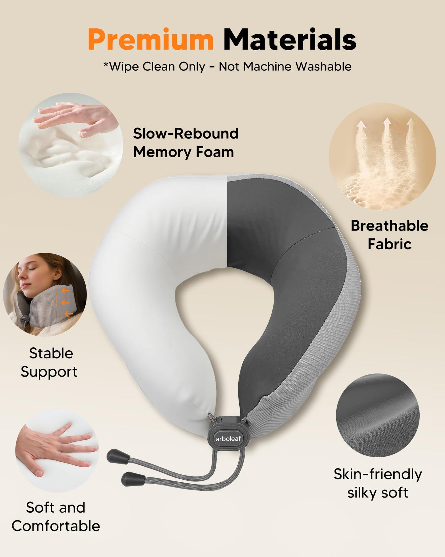 arboleaf Heated Neck Pillow for Travel, Memory Foam Airplane Pillow with Graphene Zoned Heating, USB-C Rechargeable, 360° Support — Comfort & Neck Pain Relief for Long Flights, Car & Office