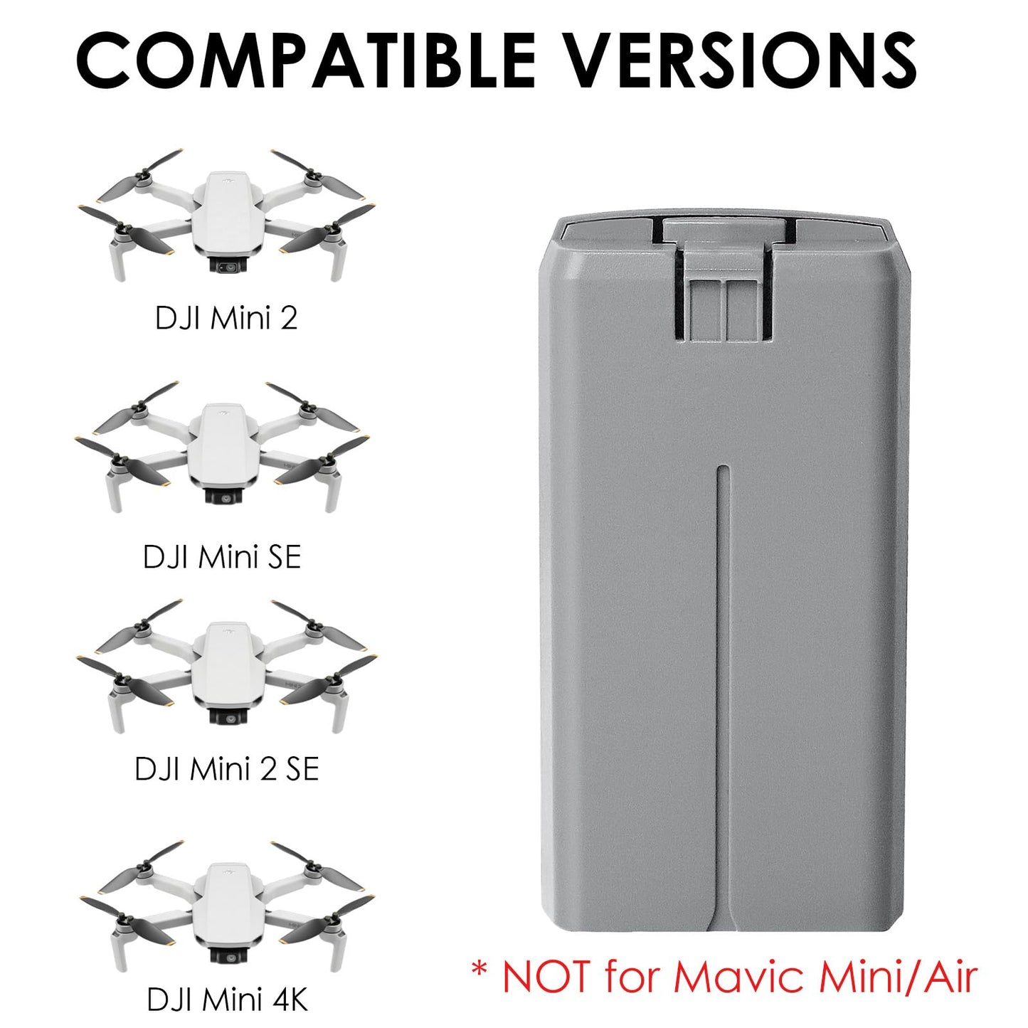 Satonaka Mini 4K Intelligent Flight Battery 2 Packs, 2400mAh-7.7V Replacement Battery for DJI Mini 4K/2/SE/2 SE
