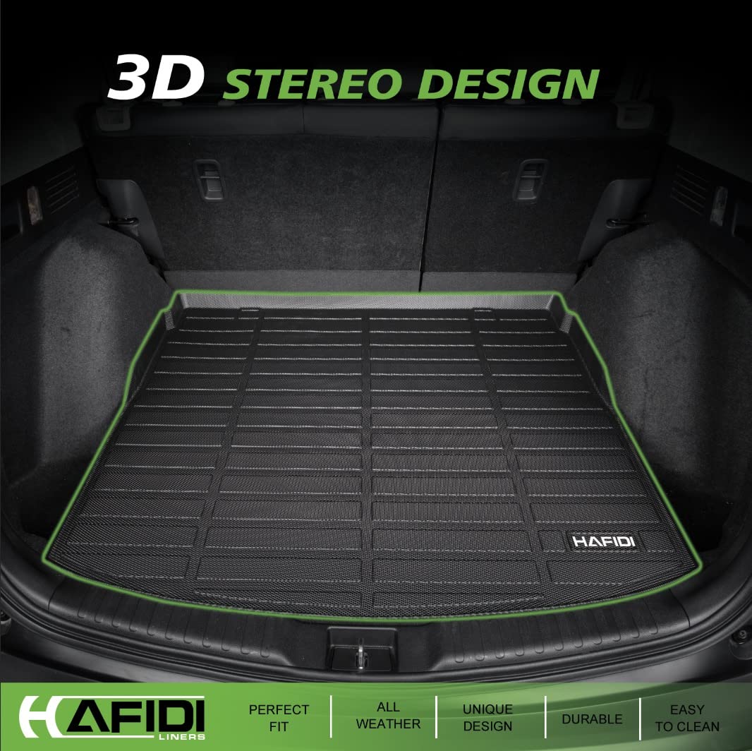HAFIDI All Weather Cargo Liner for Hyundai Kona 2018-2023/ Kona N 2022-2023/ Kona Electric 2019-2023 Custom Fit Automotive Trunk Floor Mat Accessories -Black